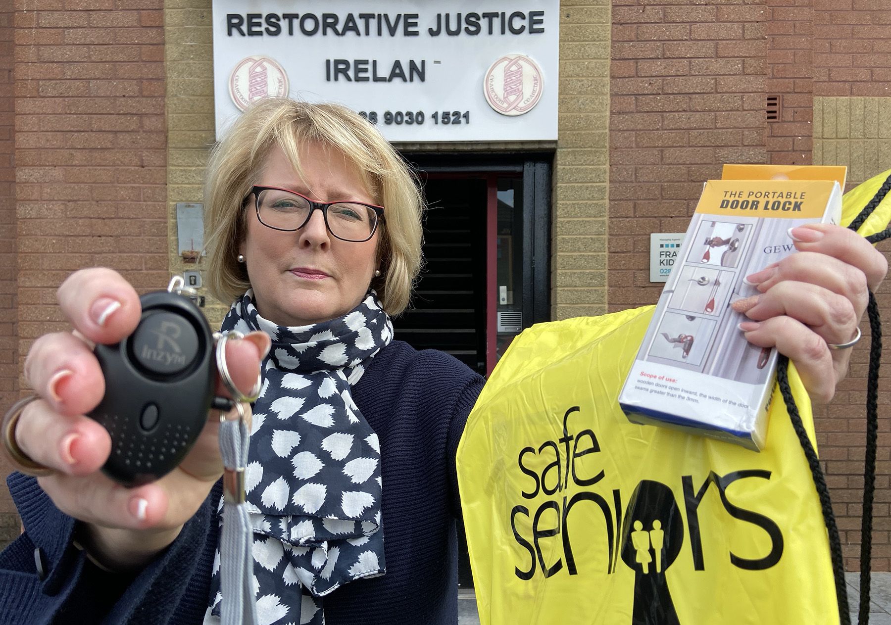 SAFETY: Paula Kerr, CRJ Coordinator and Chair of The Upper Falls Community Safety Forum, is offering safety packs to those who feel vulnerable 