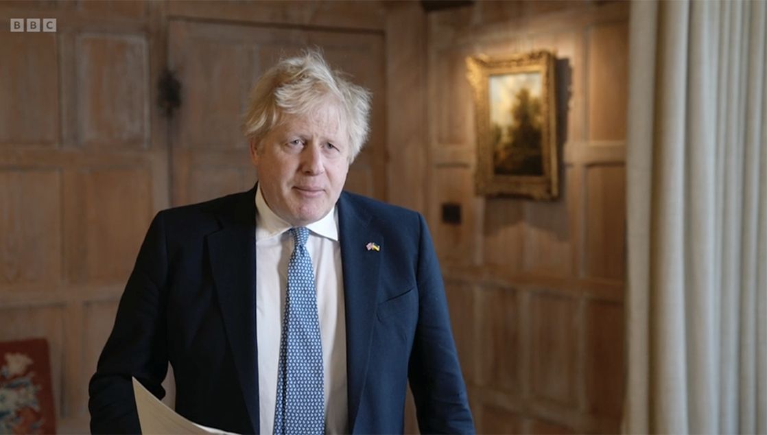 BESIEGED: Under-pressure Boris Johnson issuing a statement on Tuesday about his Covid breach fine