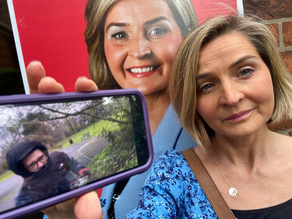 CAUGHT ON CAMERA: Elsie Trainor with an image of one of her attackers
