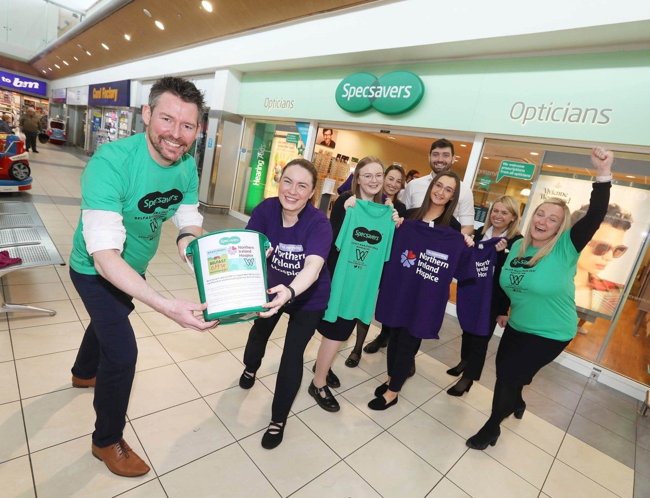 ON YOUR MARKS: The Specsavers team at Park Centre are ready for the marathon next month