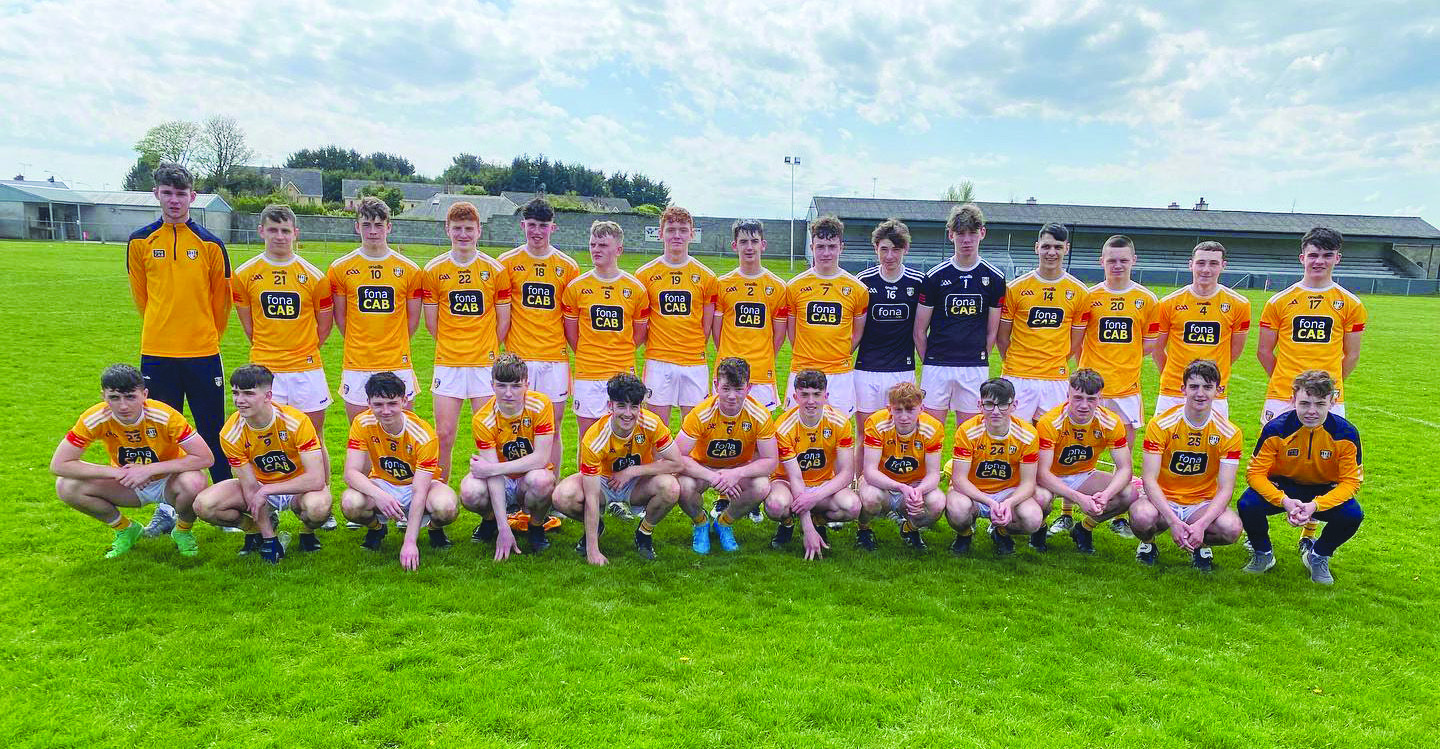 The Antrim minor hurlers after their Leinster Championship win over Kildare on Saturday