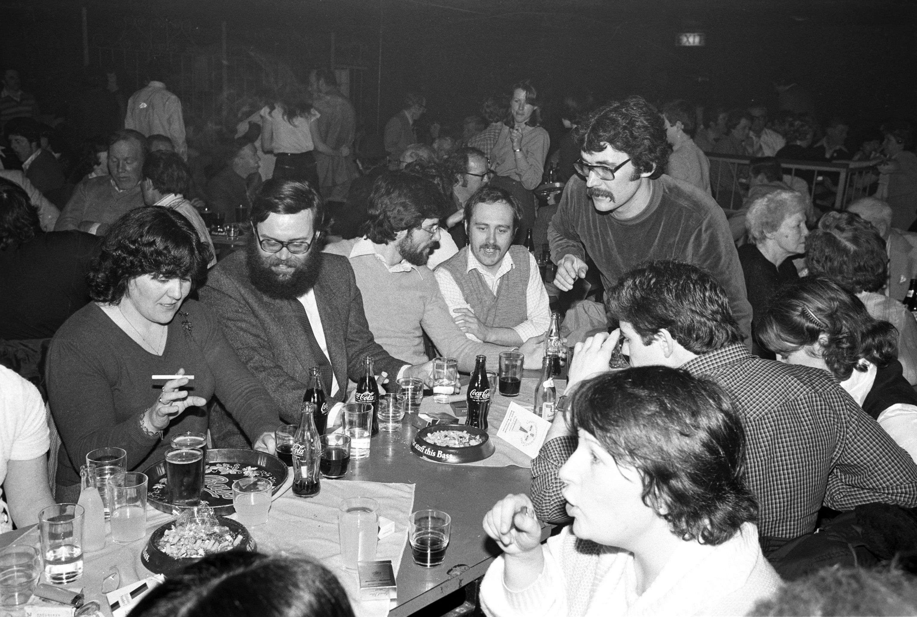 Collette Adams, Tom Hartley, Gerry Adams, Danny Morrison and Peter Hartley at Ceilí na Casca, Easter Sunday 1980