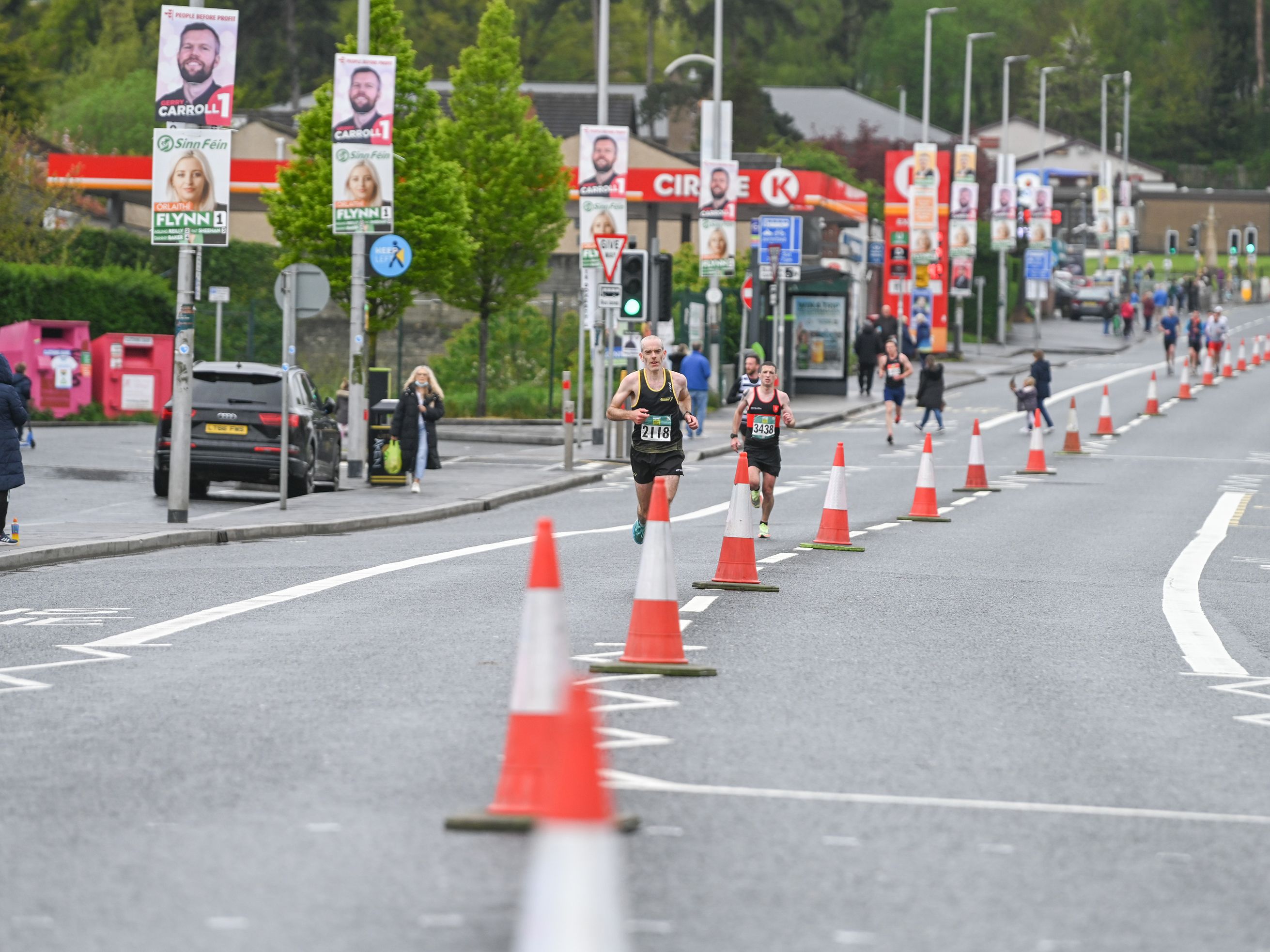 COMPETITORS: Marathon runners on the Andersonstown Road