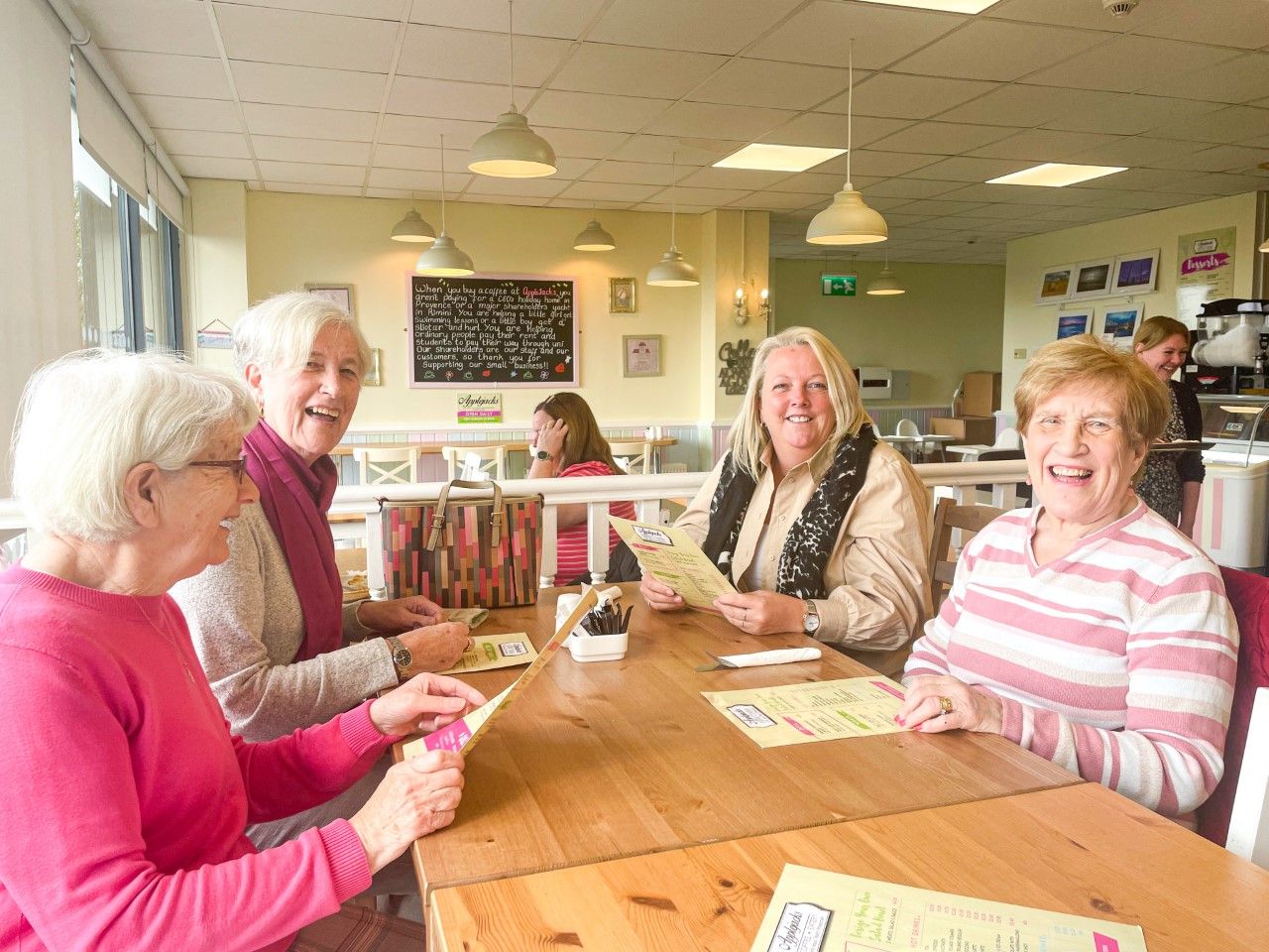 TIME TO GET TOGETHER: Enjoying a lunch-time chat at Applejacks