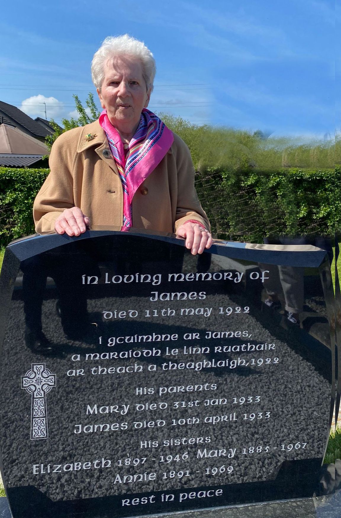 ANNIVERSARY: Bridie Millar at the James McKeown\'s grave