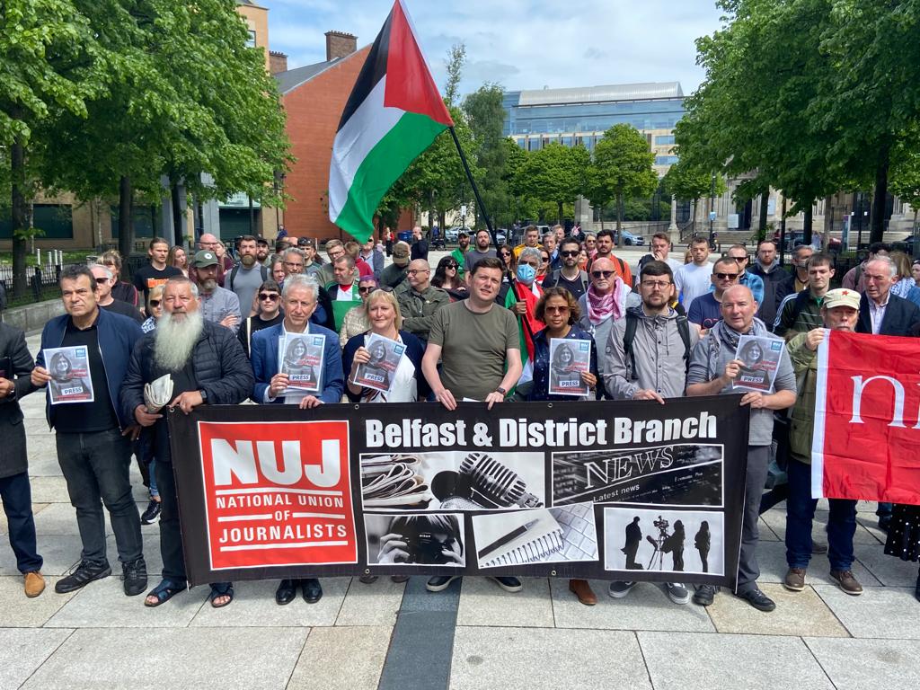 SOLIDARITY: The NUJ vigil in Belfast this afternoon in Writers\' Square