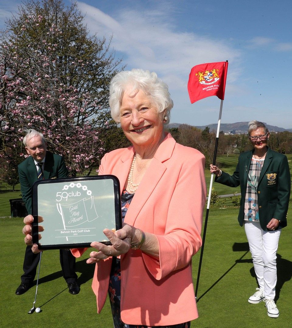 Lady Mary Peters with the gold award