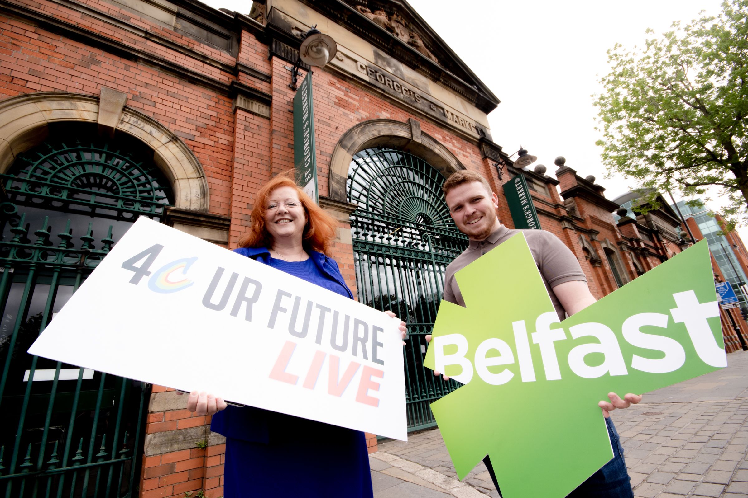 CAREERS EVENT: Rose Mary Stalker (Founder of 4C UR Future) and Councillor Ryan Murphy (Chair of Belfast City Council’s City Growth and Regeneration Committee) at St George’s Market