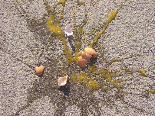BAD CRACK: Eggs splattered on the Falls Road
