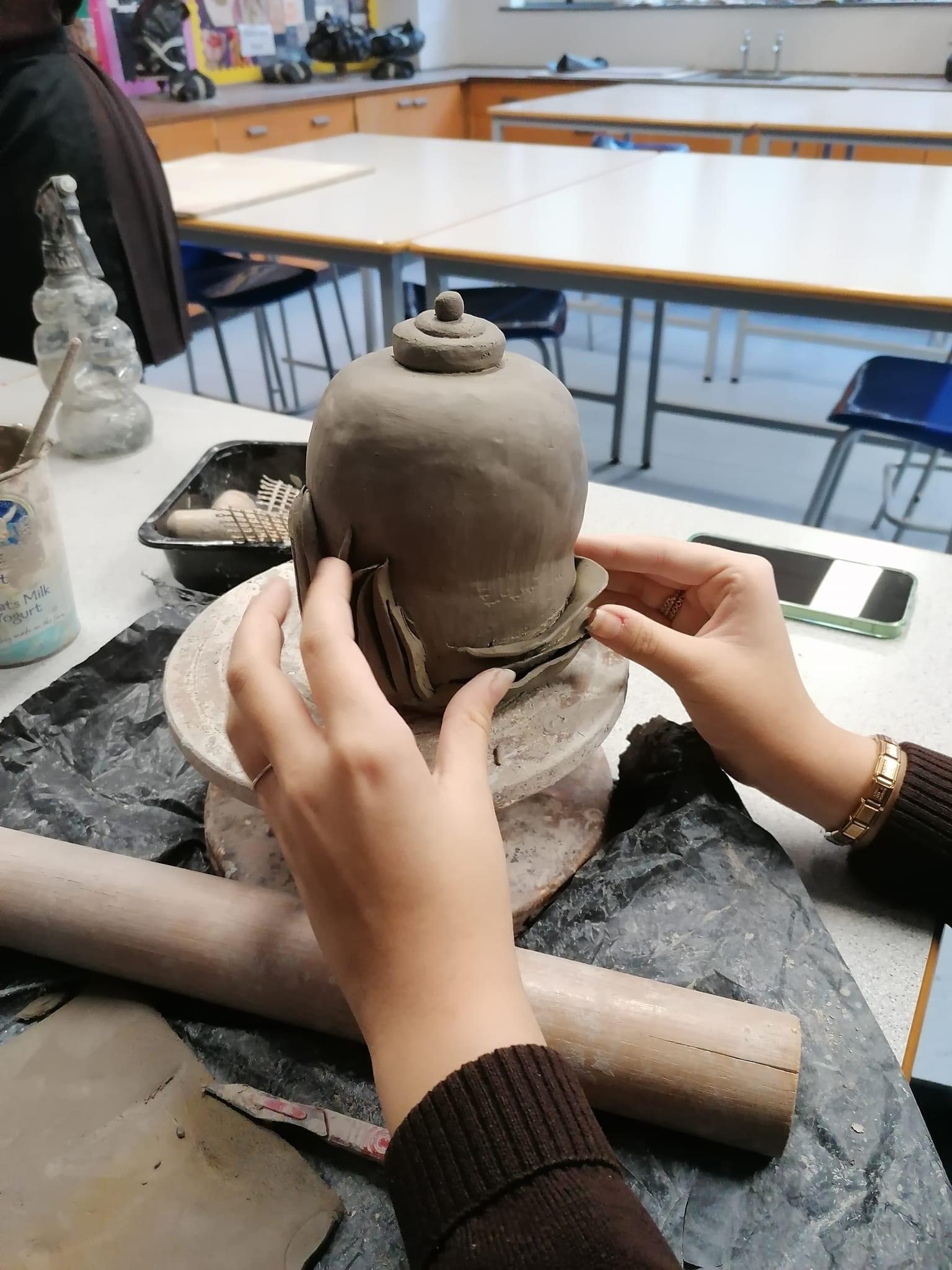 SCULPTING: Year 9 Pupils show their talents at sculpting in Art Class