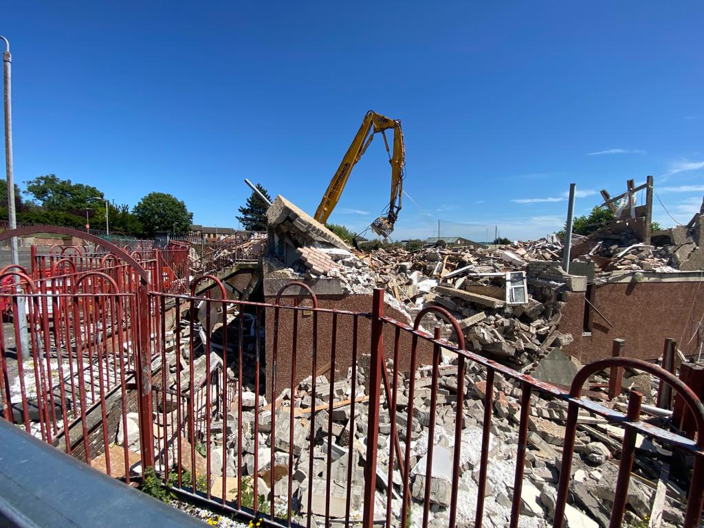 GONE: The demolition of the last of the flats on Corrib Avenue
