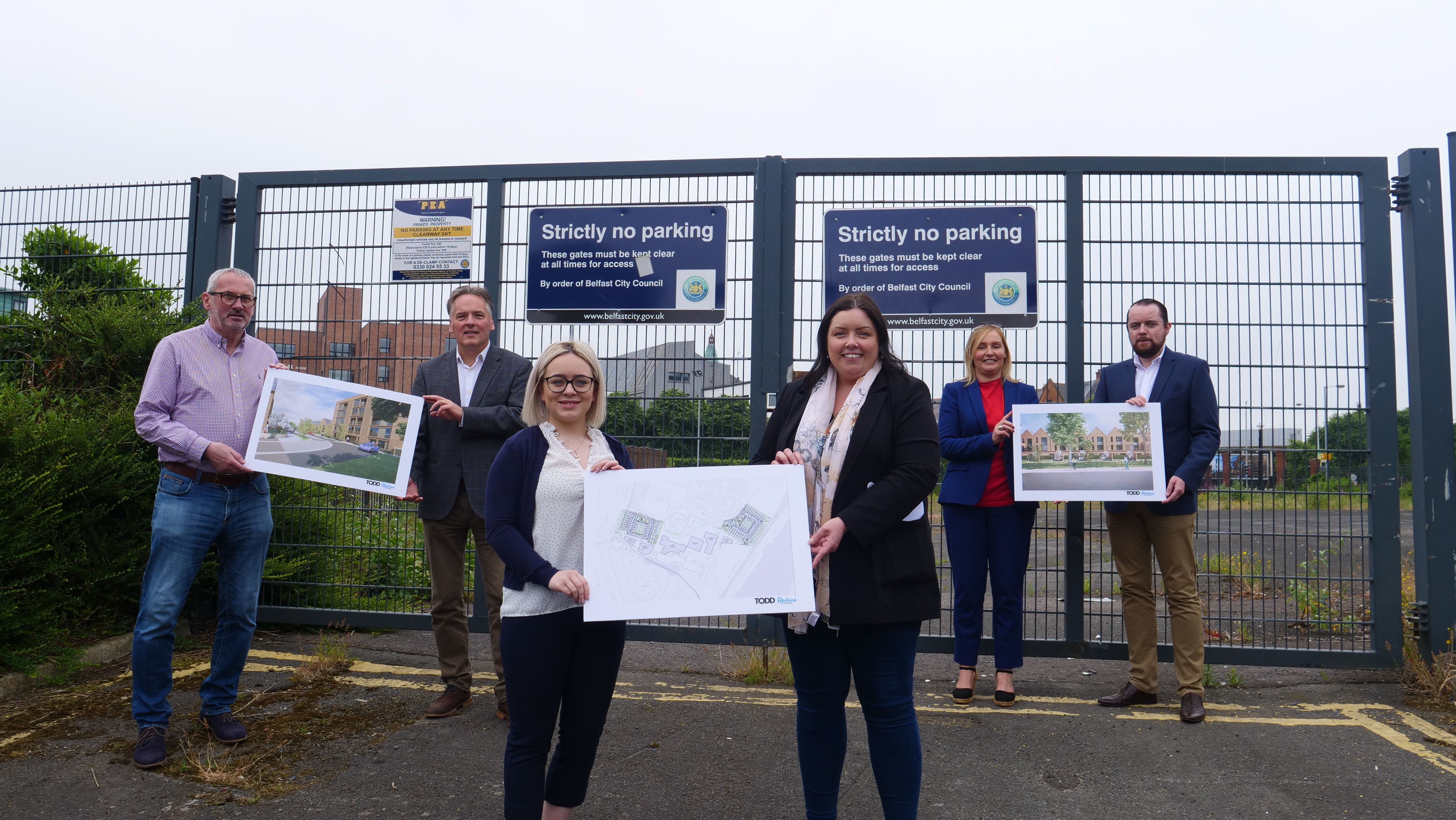 WELCOME NEWS: Communities Minister Deirdre Hargey joined the Market Development Association team to welcome the planning permission for 94 homes at the Gasworks 