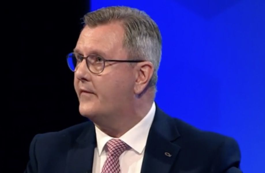 POWER PLAY: Jeffrey Donaldson at the final TV  leaders’ debate, where he again talked tough