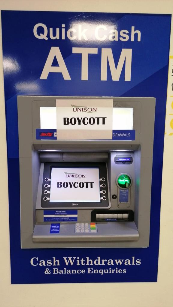 EXTRA COST: Unison have urged people to boycott ATMs that are charging for withdrawals in hospitals