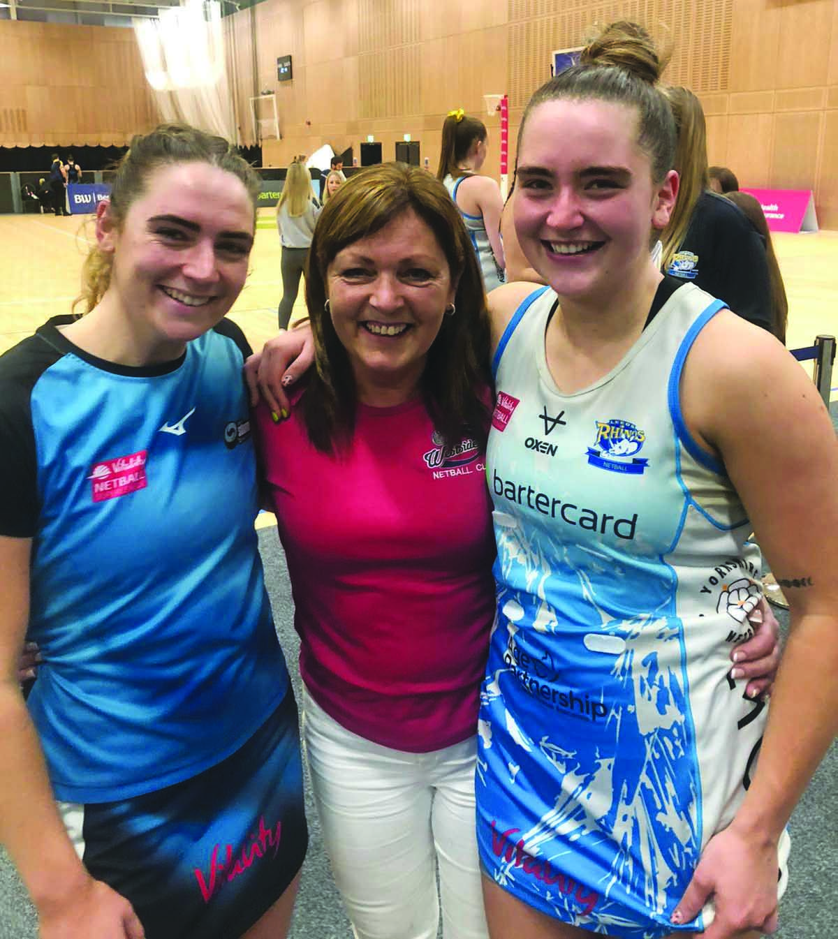 The Magee sisters with their mum after the game in Hull