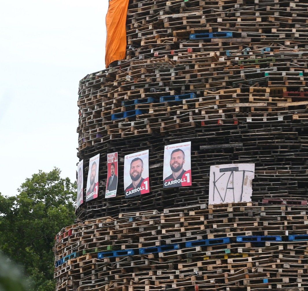 HATE: Election posters on a bonfire in the Shankill
