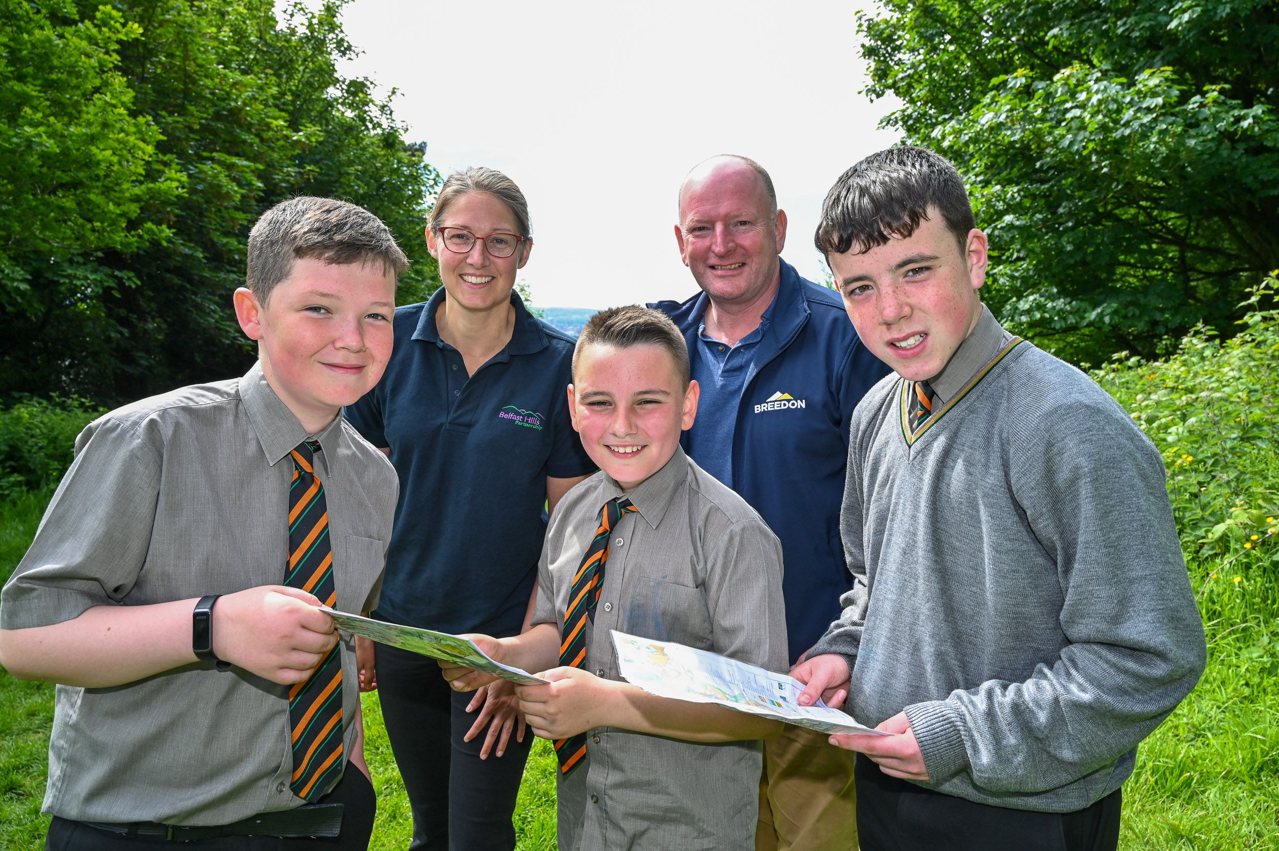 INVESTING: Lizzy Pinkerton from Belfast Hills Partnership, Russell Drew from Breedon Ireland and St Mary\'s Christian Brother\'s pupils Jamie Tyrrell, Seaghán Keenan and Conor McKee