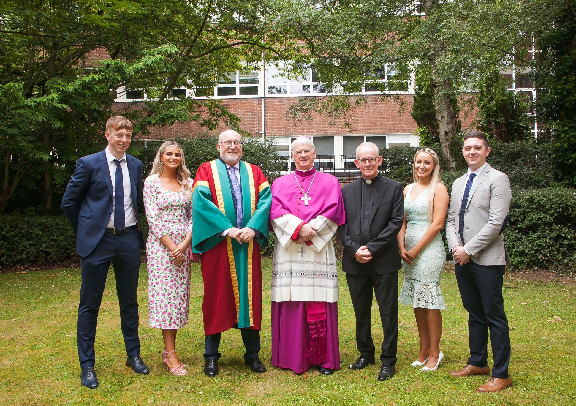 Jamie Duff; Aoife O’Hare; Professor Peter Finn, Principal; Most Rev Noel Treanor, Bishop of Down and Connor; Rev Dr Paul Fleming, Senior Tutor Staff and Resources; Emma McLaughlin; and Paul Boggs