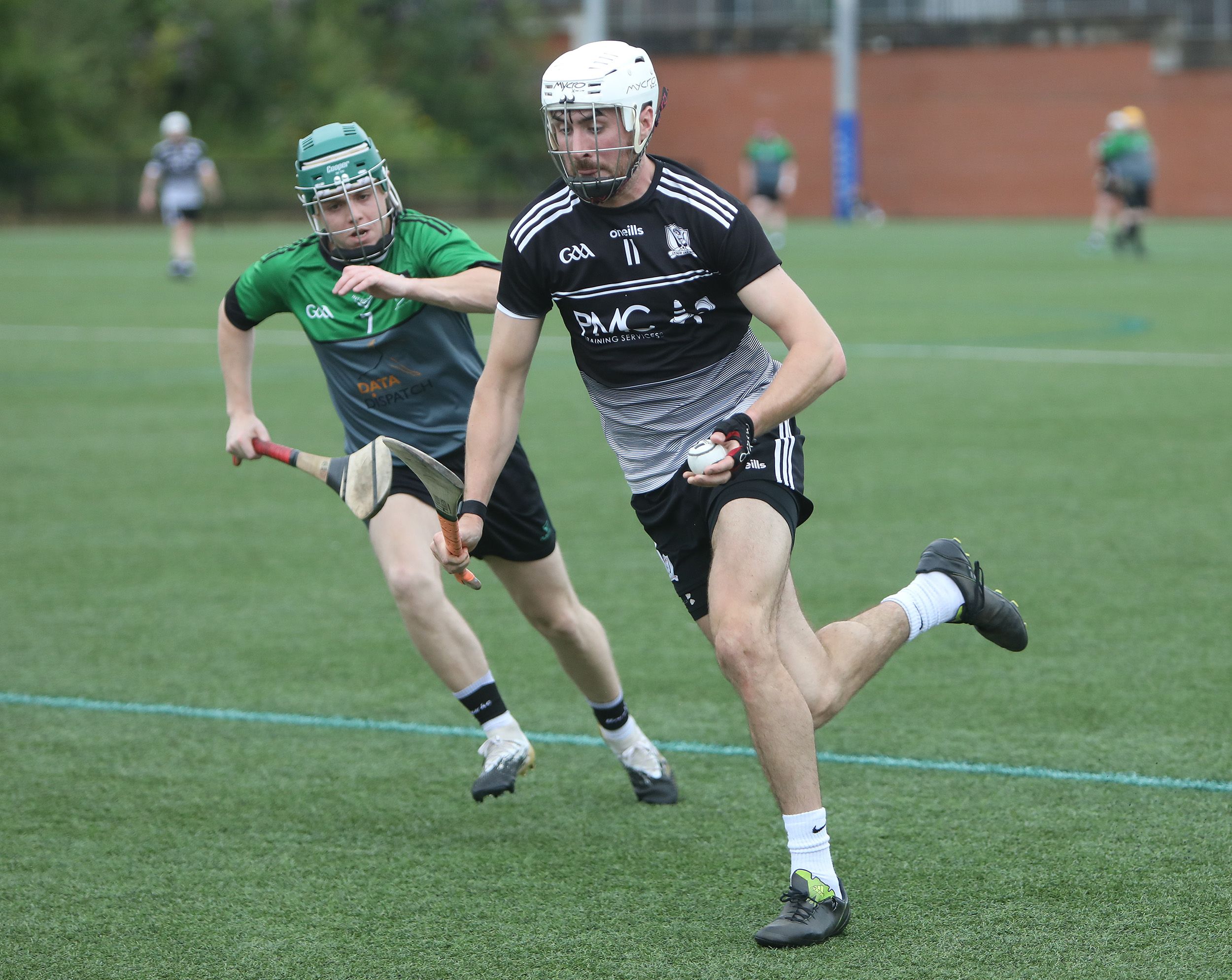 Oisin McVicker - who top-scored with 3-5 - bursts away from Ryan Clarke on Saturday 