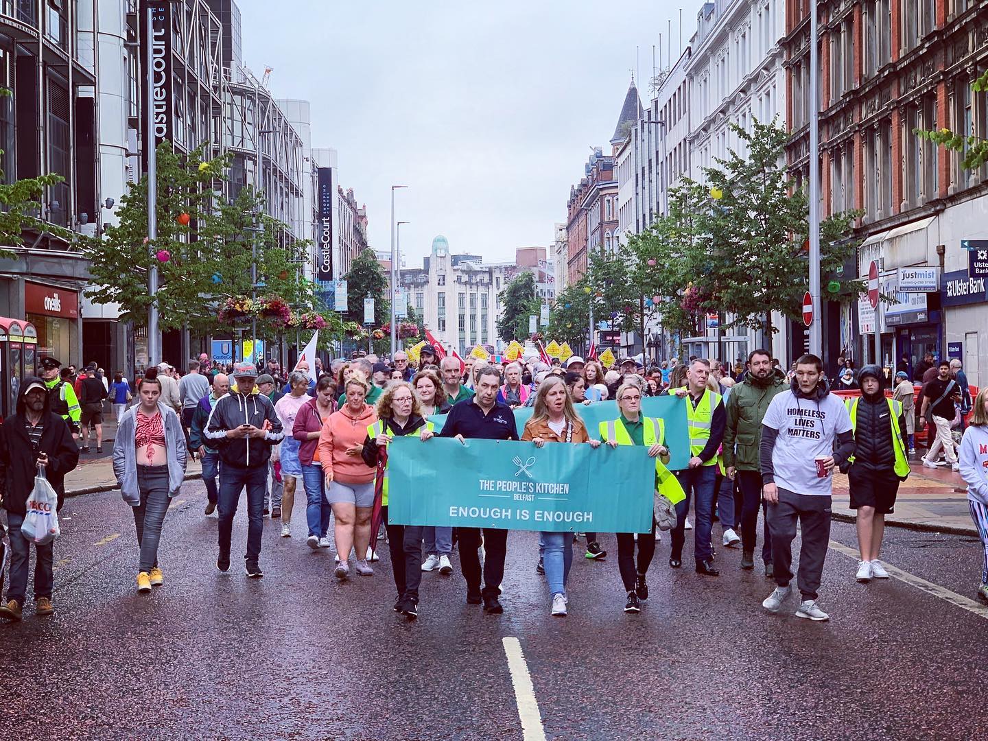 RALLY: Hundreds of people took to the streets of Belfast on Saturday