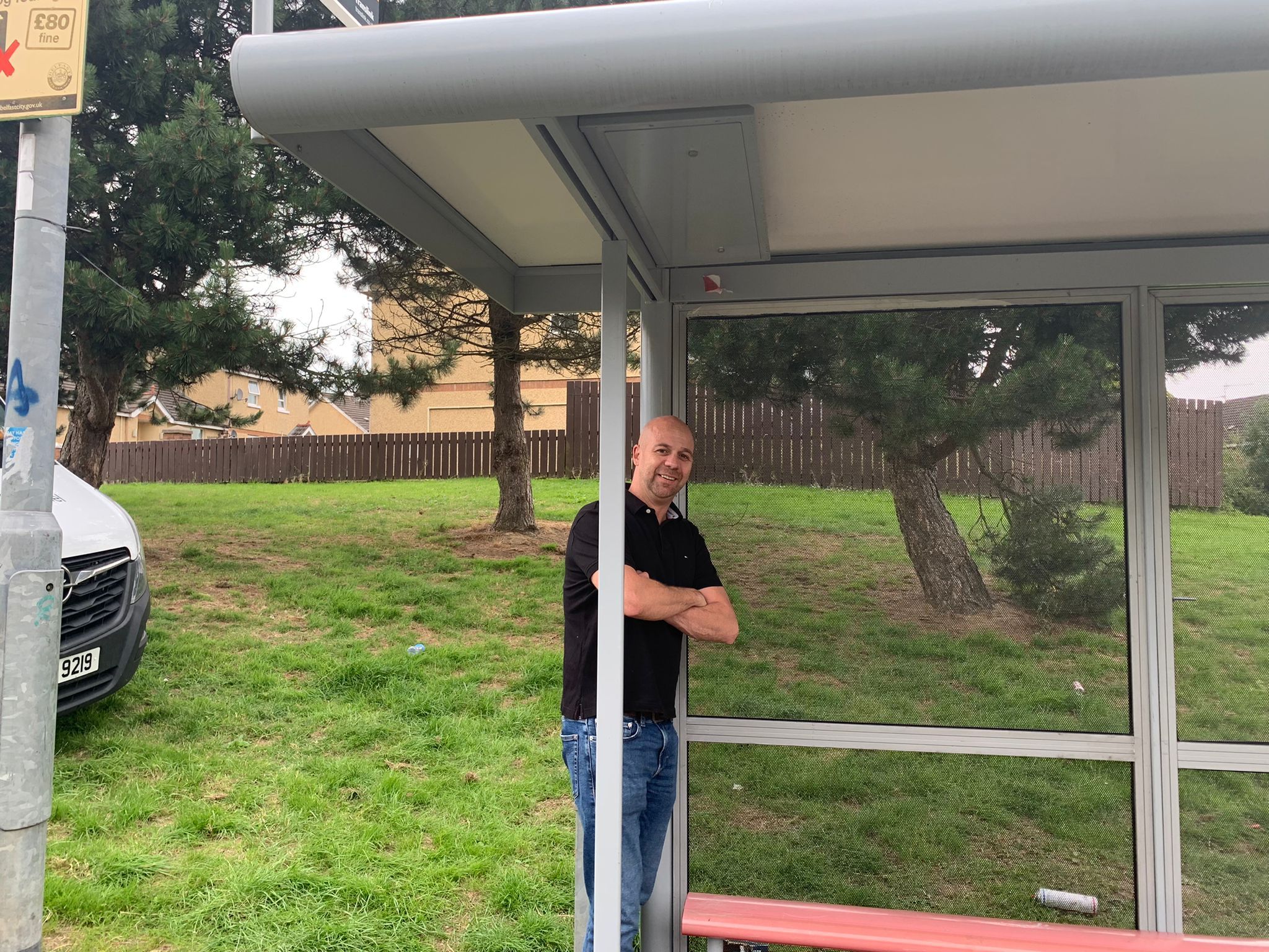 FIXED: Cllr Joe Duffy has welcomed repairs to the Teeling bus shelter after recent incidents of vandalism 