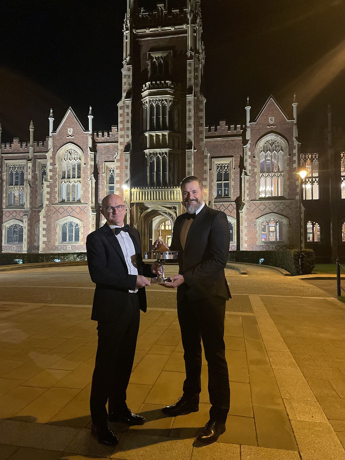 AWARD: Colm Mc Gurk with Harry Connolly receiving the prestigious Liam McCormick RSUA award for his work on the design of Áras Uí Chonghaile