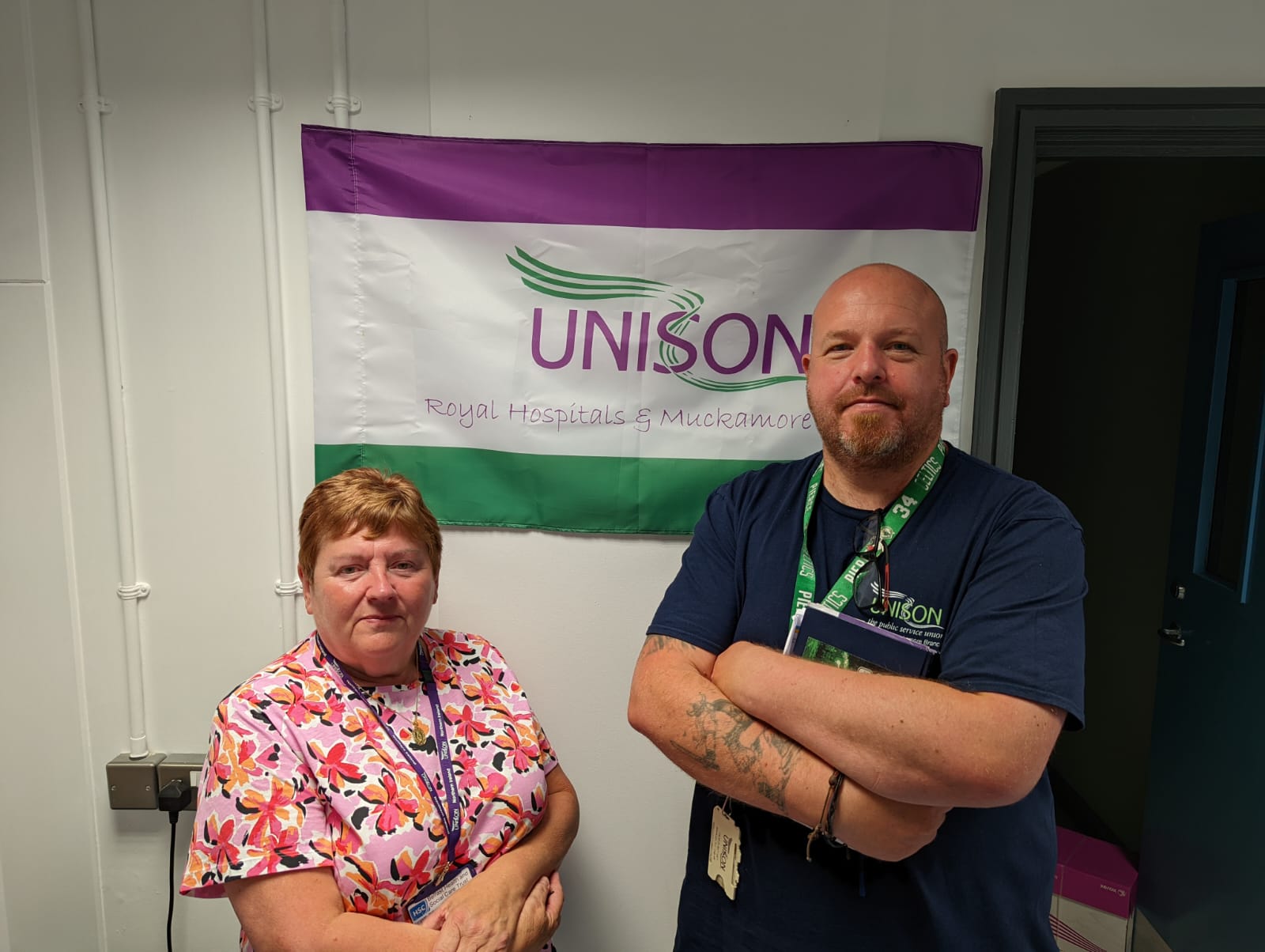 UNITED: Margaret McKee and Conor McCarthy of Unison\'s RVH and Muckamore Branch