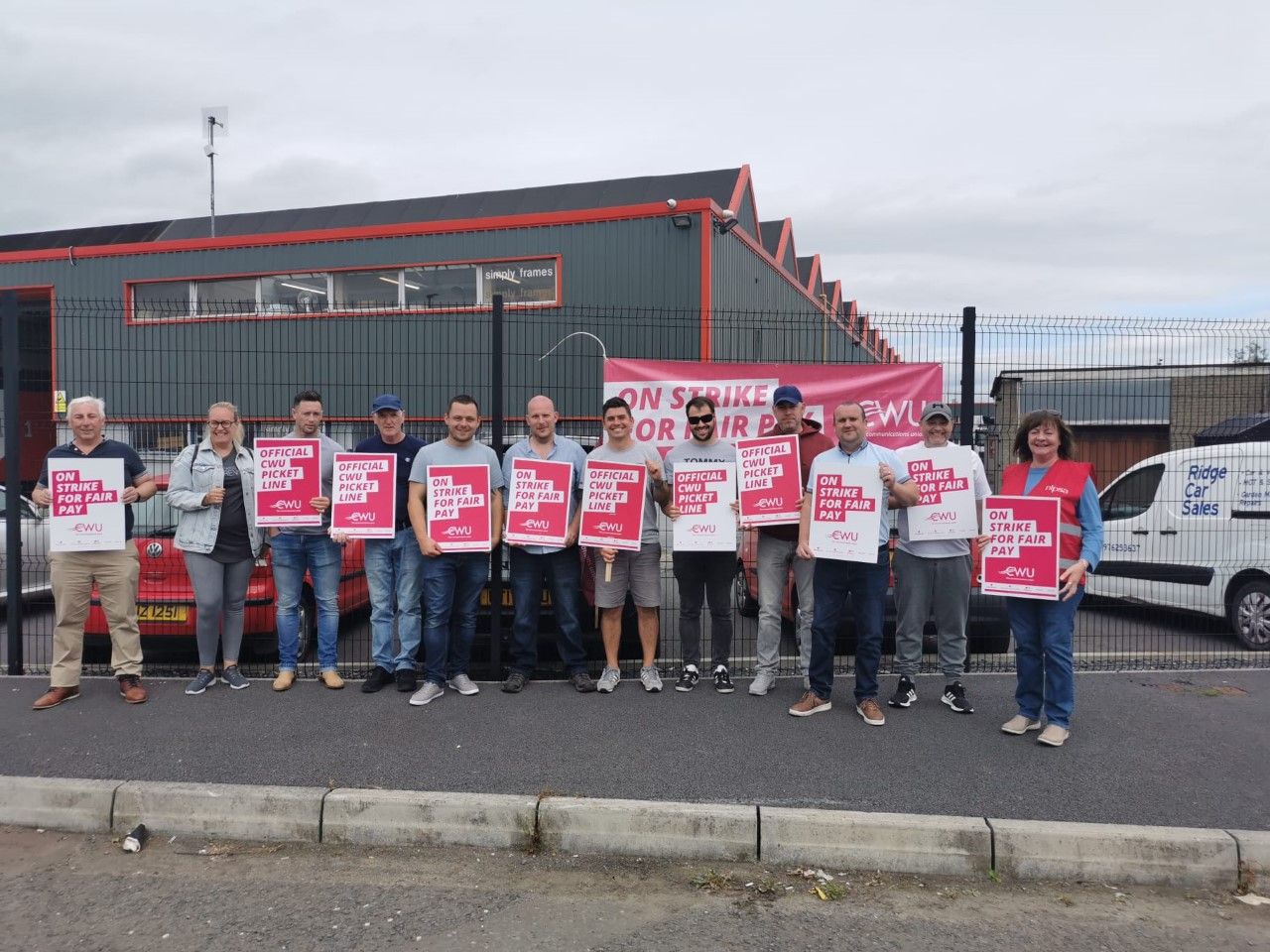 PICKET LINE: Danny Baker MLA, centre, at today\'s strike