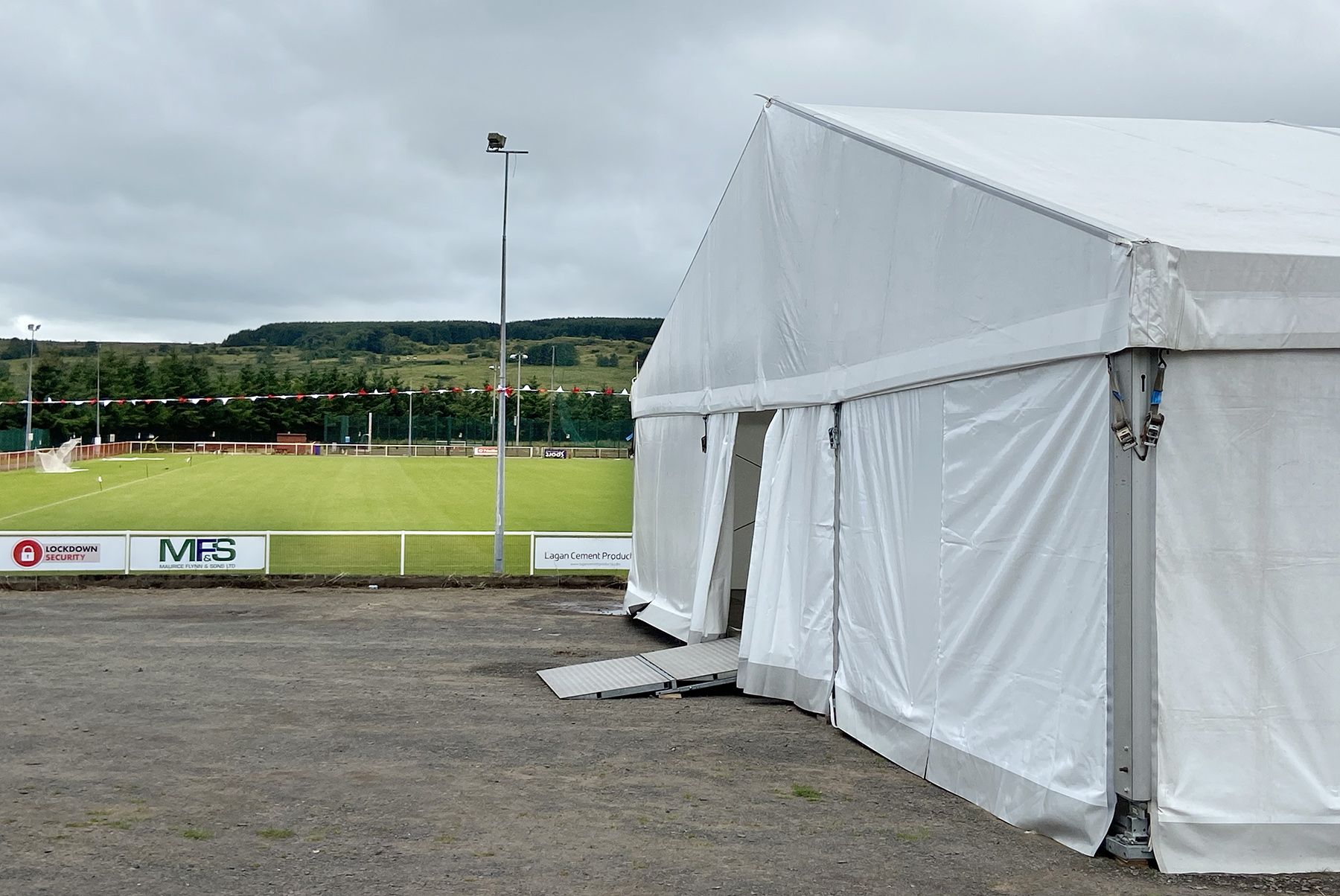 MARKET: The newly erected marquee will host the market to celebrate Lámh Dhearg\'s new pitch