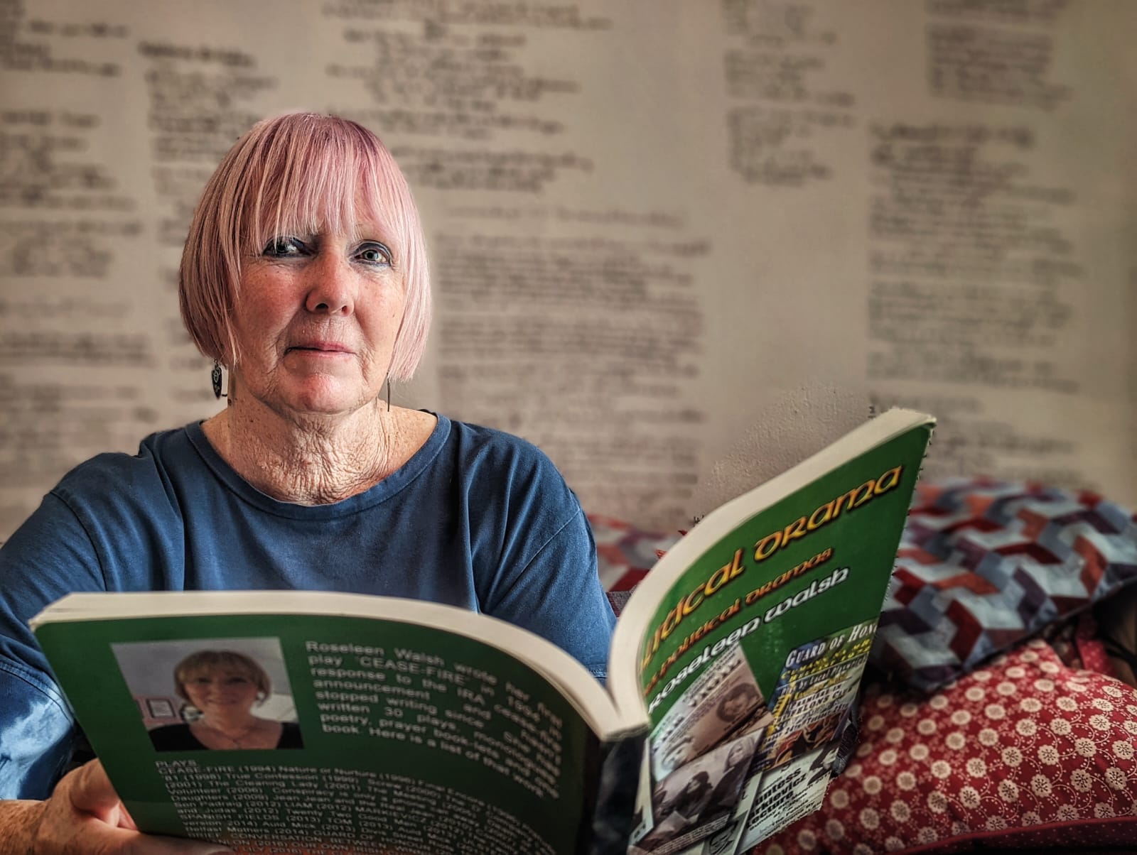 WRITING ON THE WALLS: Poet and playwright, Roseleen Walsh has covered her walls of her apartment in poetry 