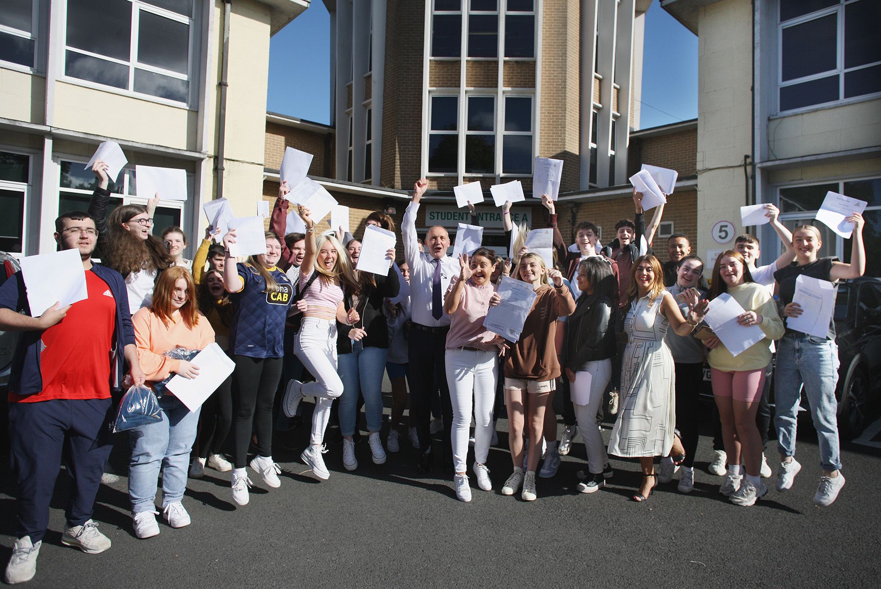 CELEBRATIONS: Students at Blessed Trinity College celebrate receiving their GCSE results