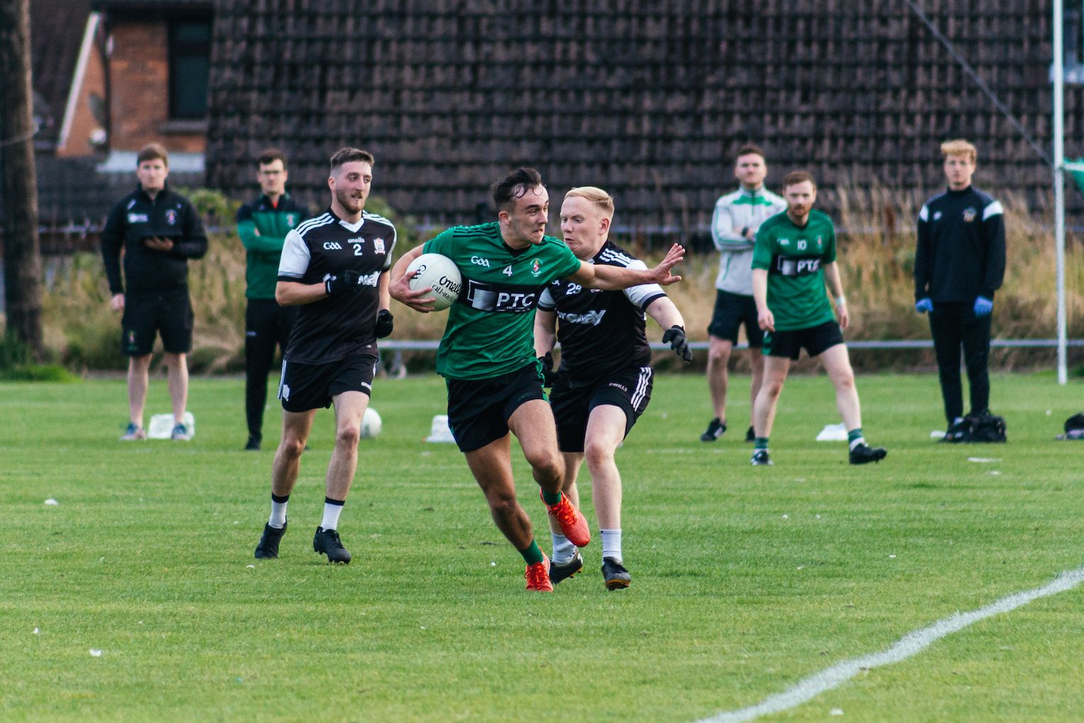 Michael Johnston is challenged by Ciaran McNeill at the Bear Pit on Friday 