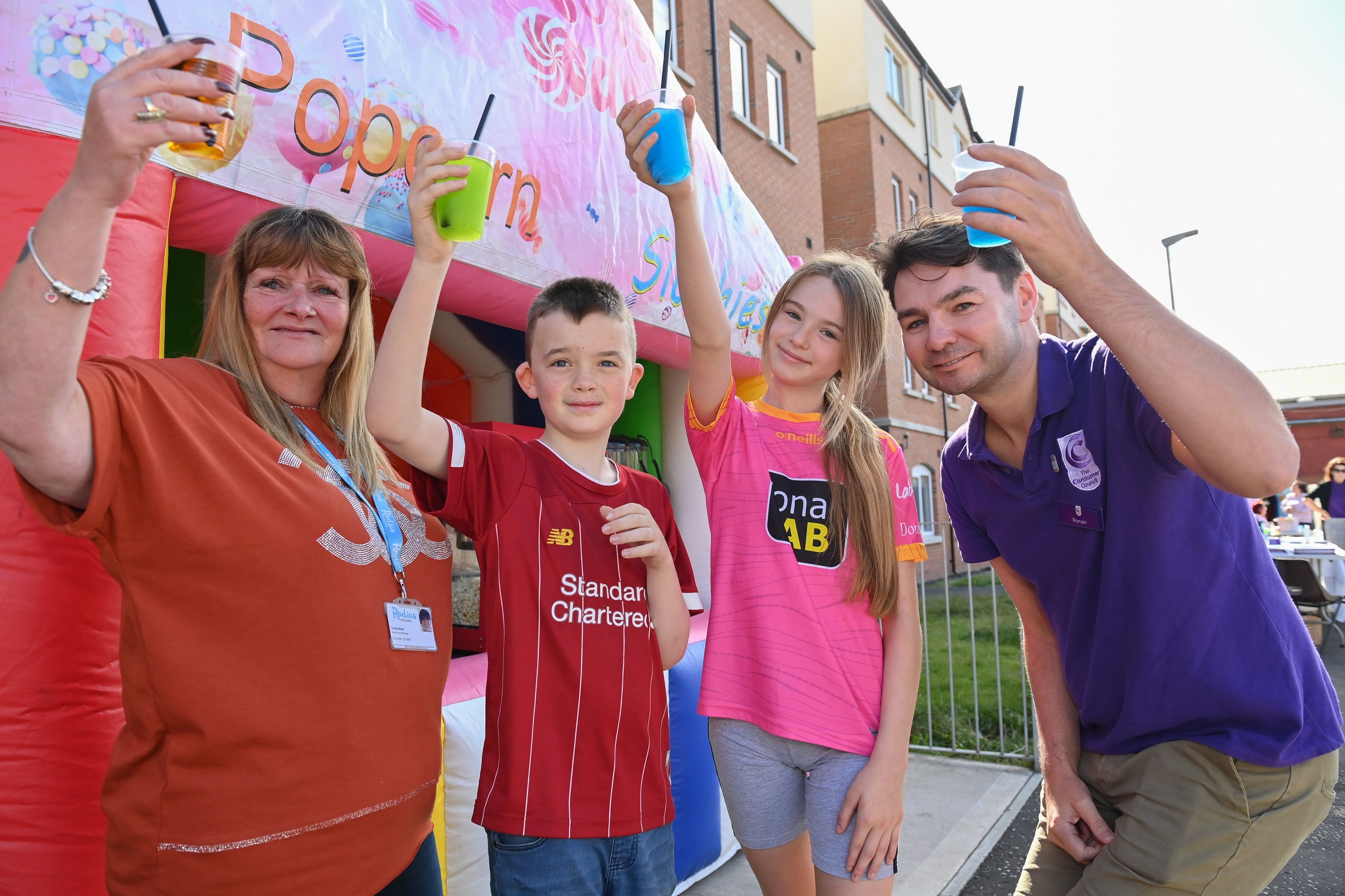 FUN DAY: Karen Montgomery (Radius Housing), Conall Jennings, Eimear Gallagher and Ronan Convery (the Consumer Council) at the Fun Day