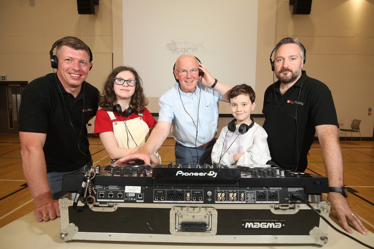 TECH SUCCESS: John Walls (Giga Training), Nina Woods (TechConnects participant), Cllr John Kyle (Chair of Shared City Partnership), Malachy Yao Duffin (TechConnects participant) and Timmy Stewart (Giga Training)