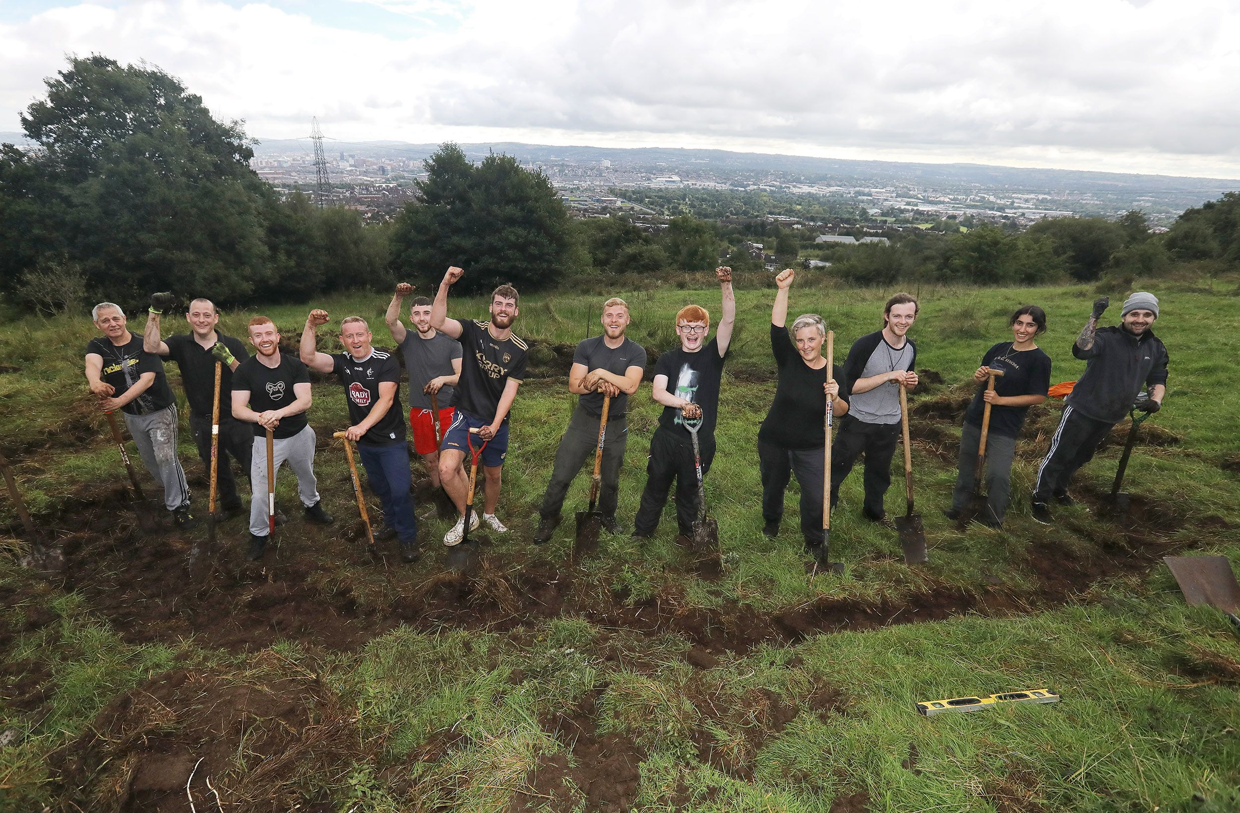 CAN YOU DIG IT?: Members of the community come together to begin pond creation on the mountain