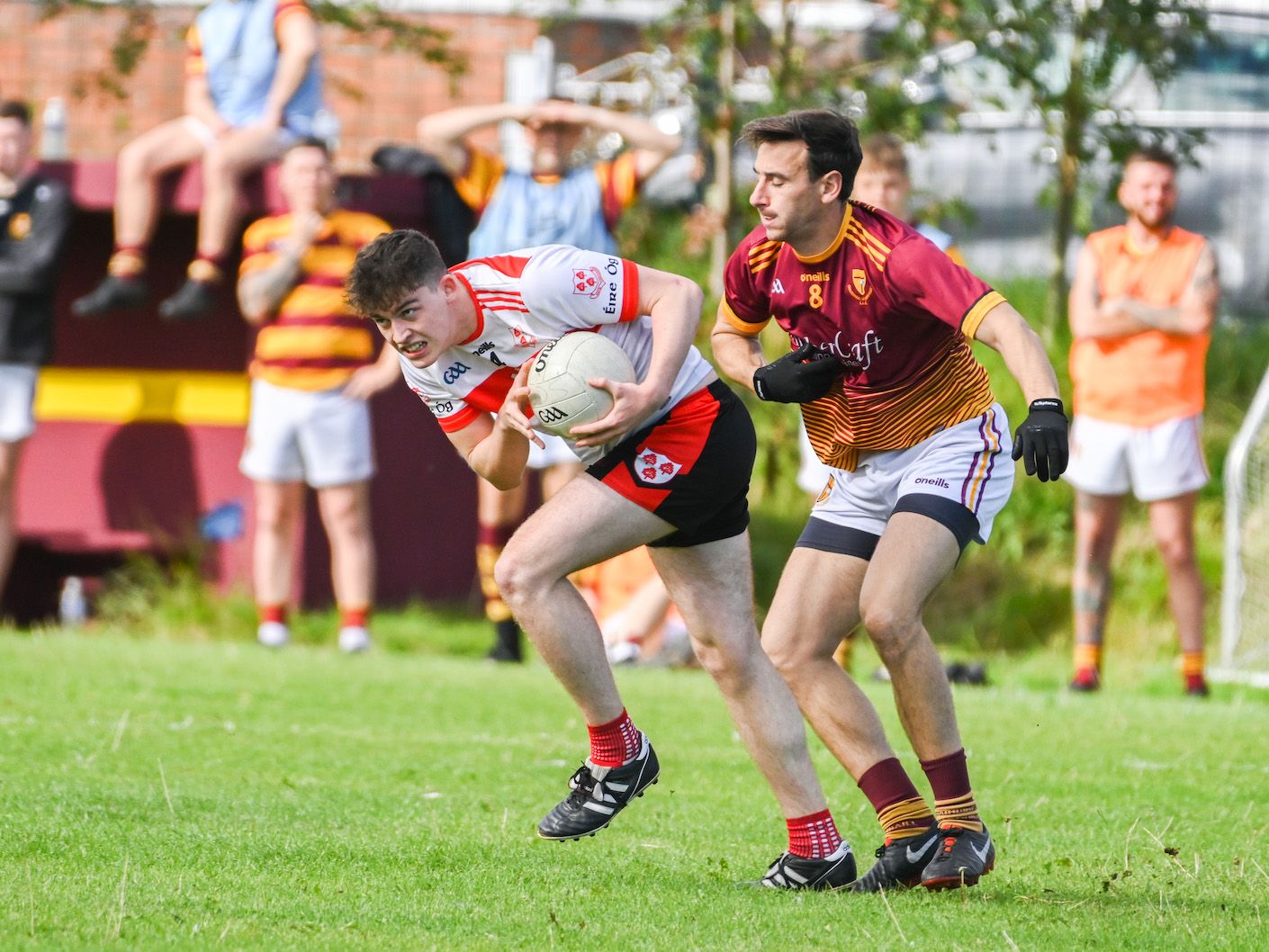 Action from Saturday\'s semi-final at McRory Park