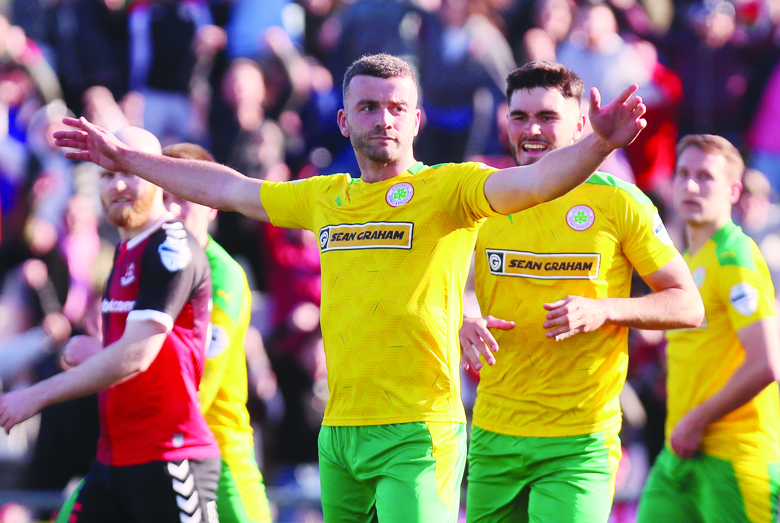 Paddy McLaughlin says it was a huge plus to have defenders Colin Coates (pictured) and Jonny Addis find the net last weekend as it takes the pressure off the Cliftonville strikers