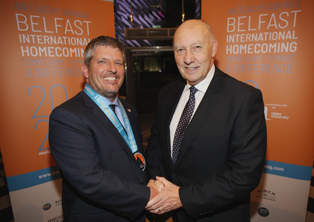 TRANSATLANTIC COOPERATION: Steve Lenox, Managing Director of Choose New Jersey\'s new Ireland office was inducted as a Homecoming Ambassador  at a gala in Titanic Hotel last night. Presenting the media was Homecoming Hon Chair Colin Anderson. 