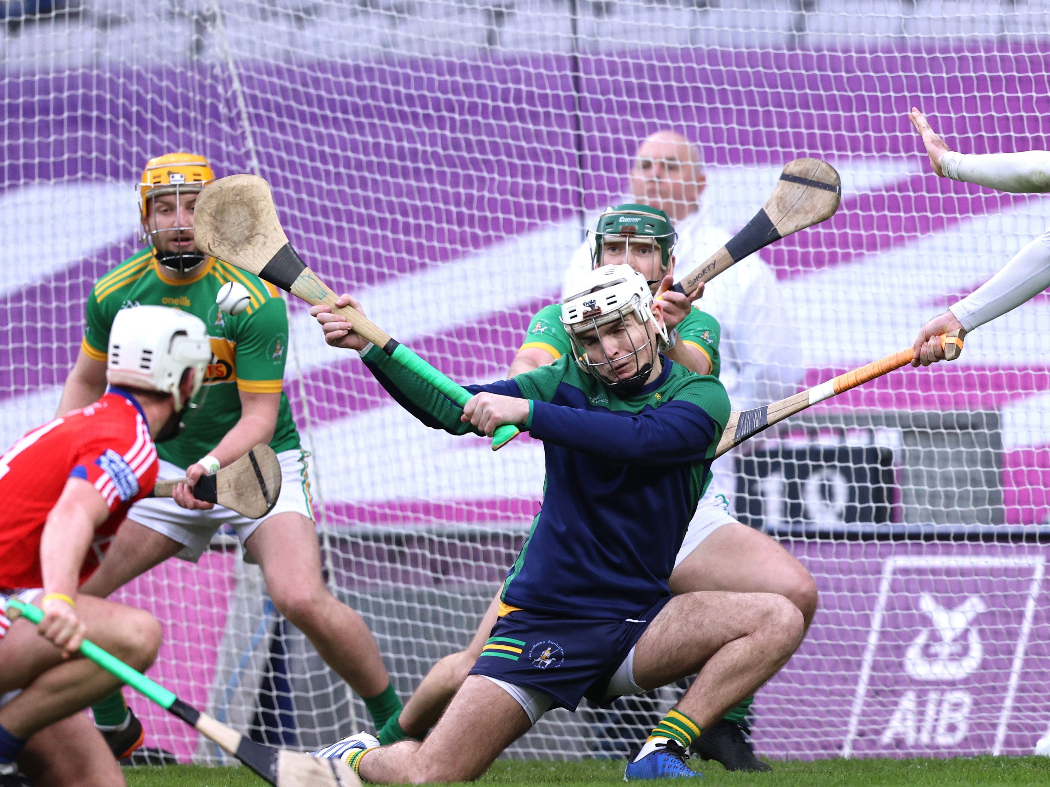 Ryan Elliott makes a stop against St Thomas\' in the All-Ireland semi-final on December 18