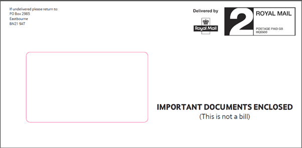 ENVELOPE: Vouchers will arrive in envelopes similar to the one above 