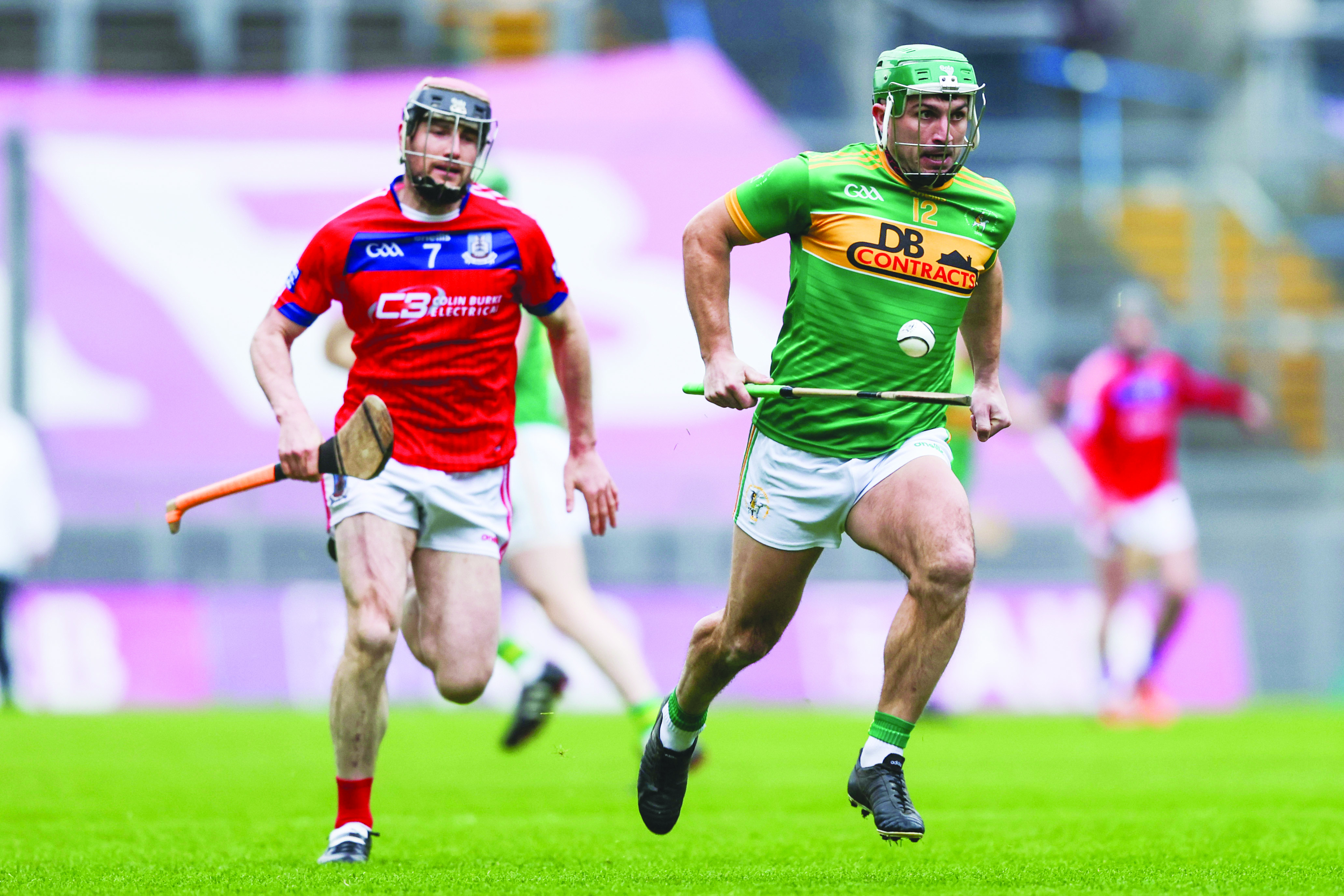 Nigel Elliott races clear of Cathal Burke during December’s All-Ireland semi-final win over St Thomas’