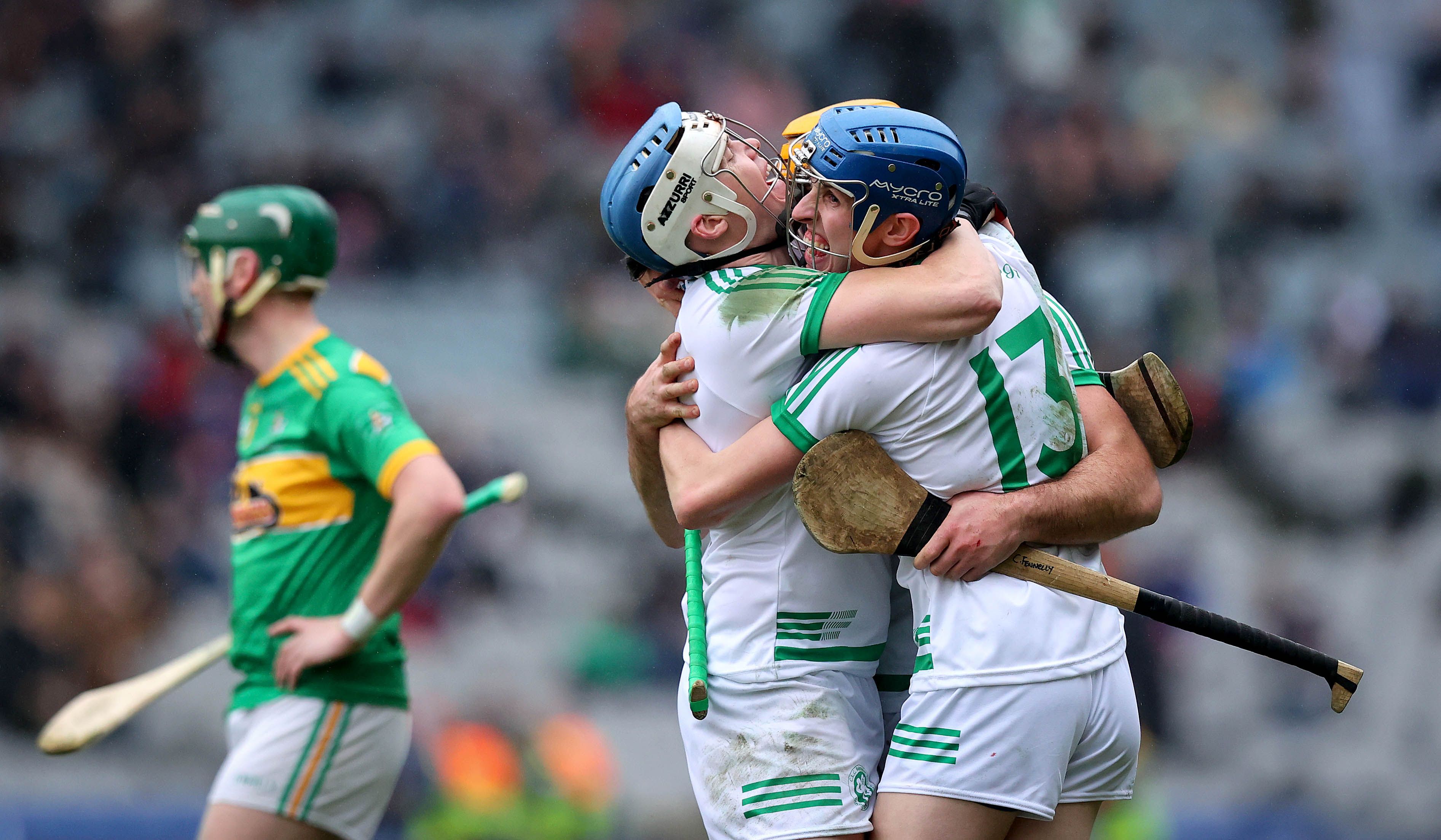 TJ Reid, Colin Fennelly and Eoin Kenneally celebrate at the final whistle having beaten Dunloy to the ALl-Ireland Club title at Croke Park on Sunday 