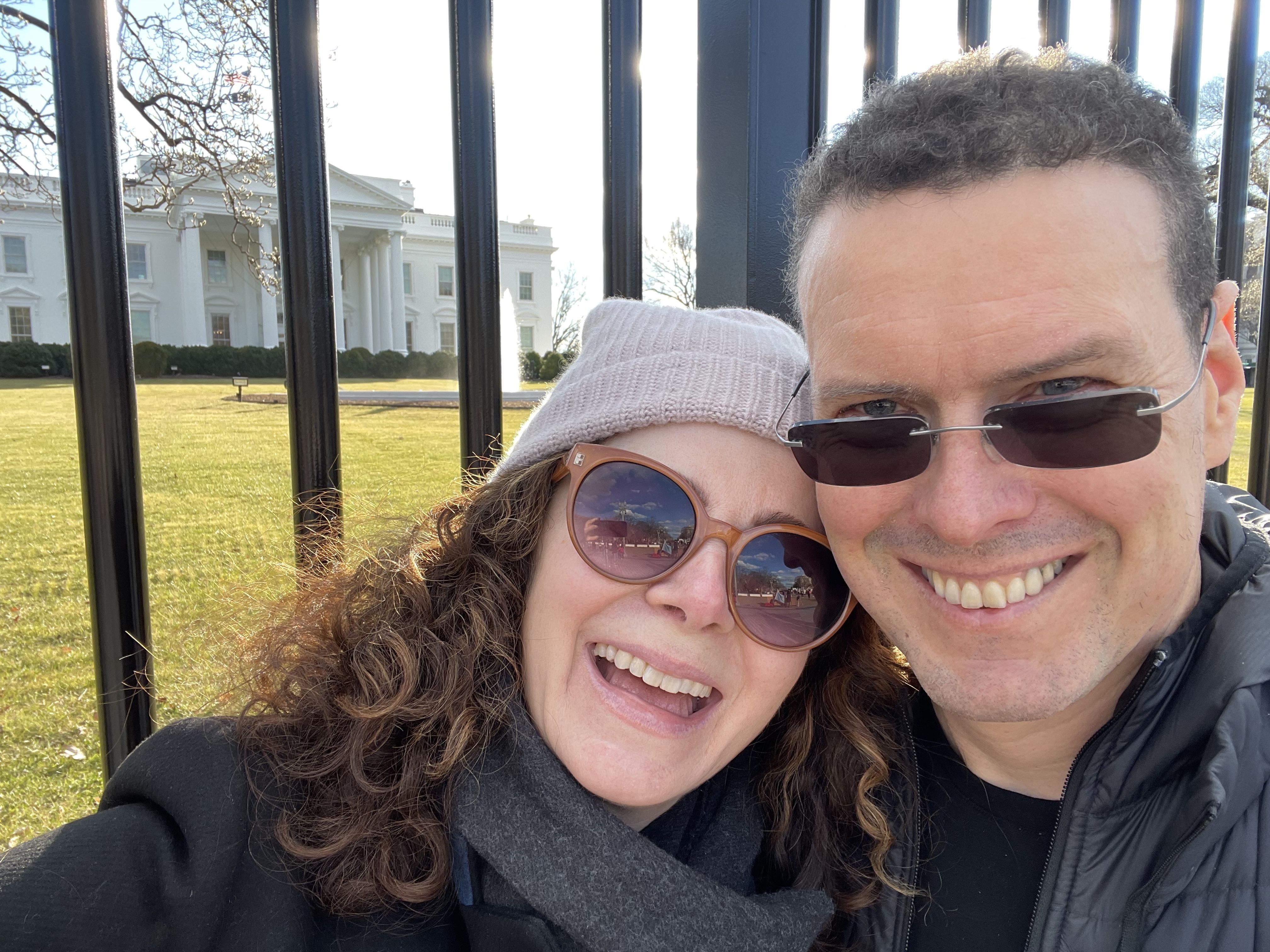 ARTS BOOST: Geraldine Hughes and husband Conor outside the White House in Washington D.C.