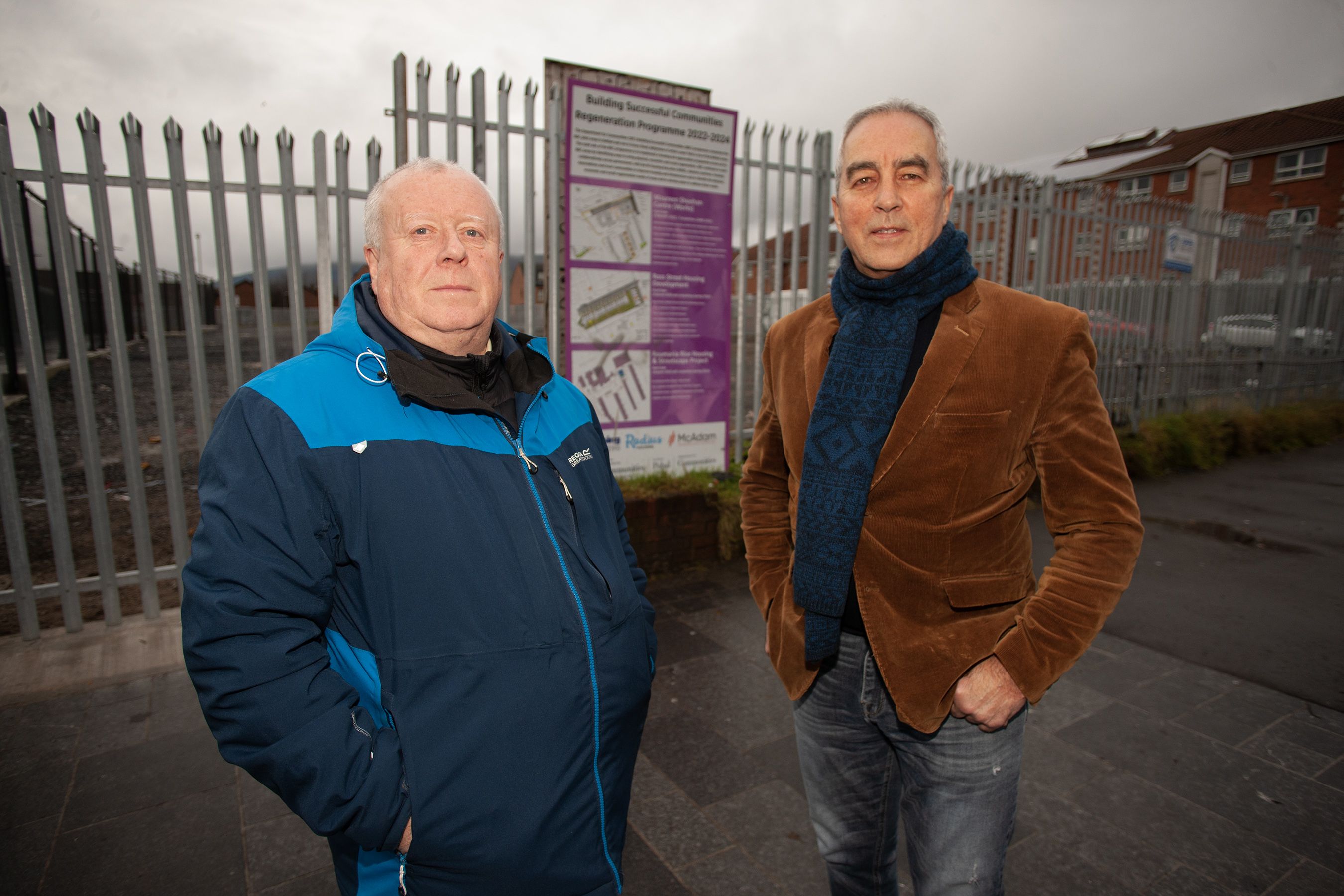 WORK BEGINNING: Robert McClenaghan from Falls Residents\' Association and MLA Pat Sheehan at the Ross Street site