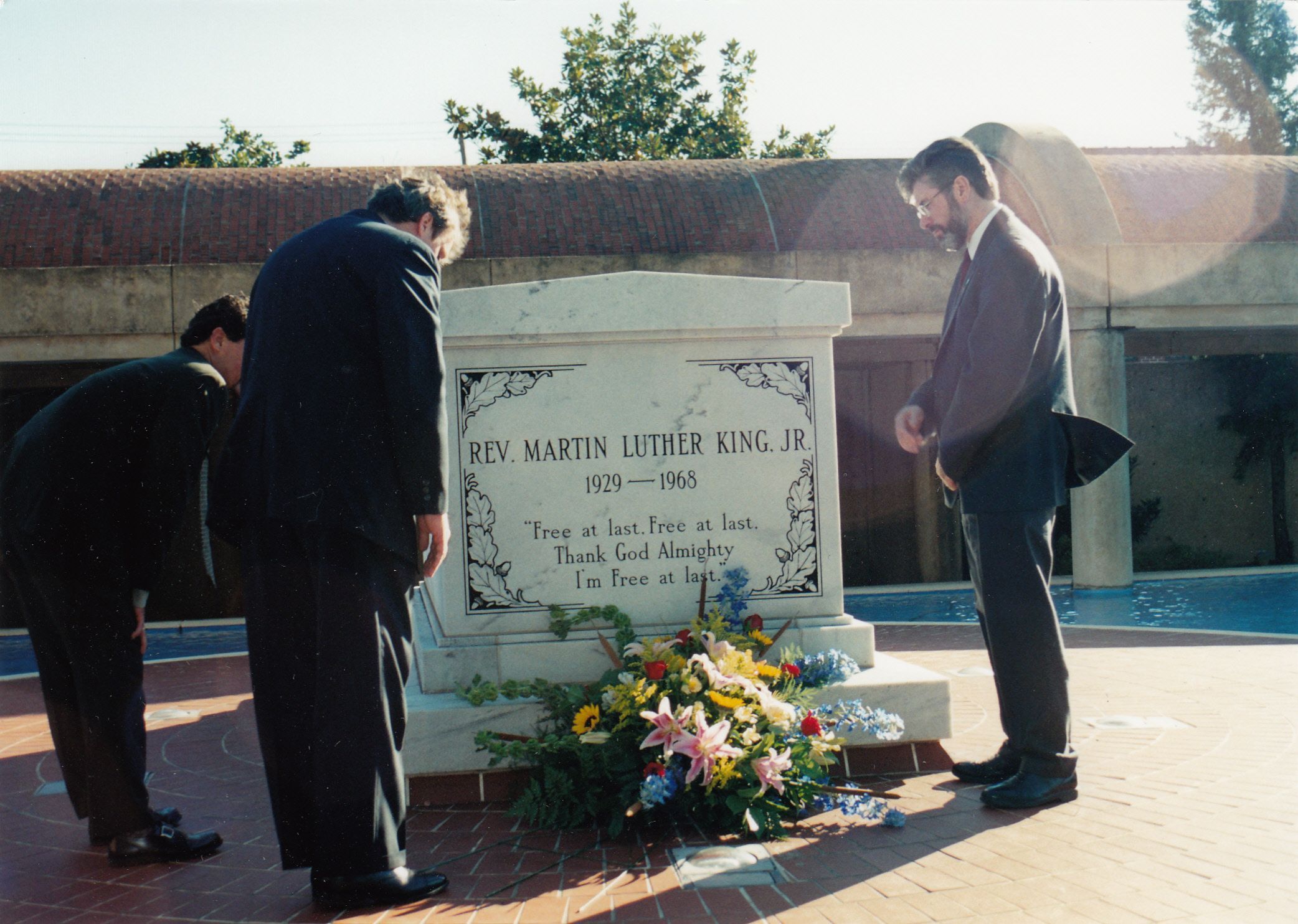 RESPECT: Gerry Adams and Larry Downes at the grave of Dr Martin Luther King