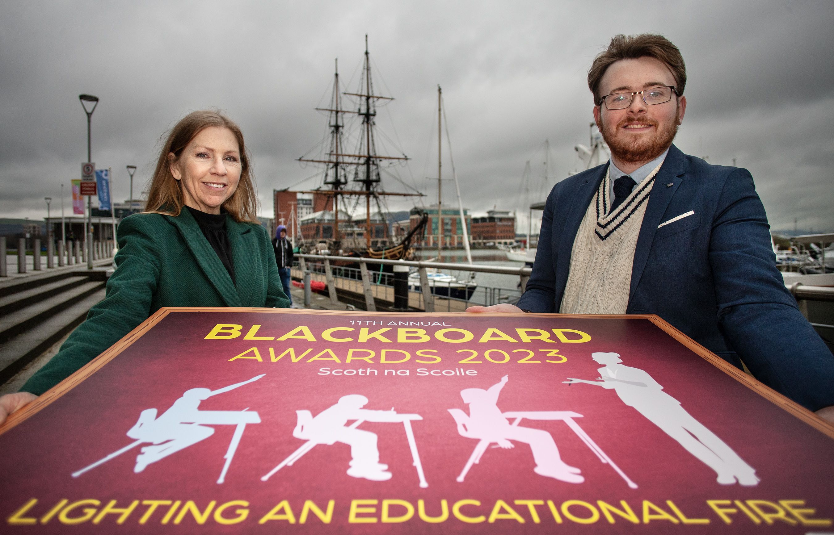 ALL ABOARD: Maeve Moreland from Maritime Belfast Trust with journalist James McCarthy ahead of the Blackboard Awards