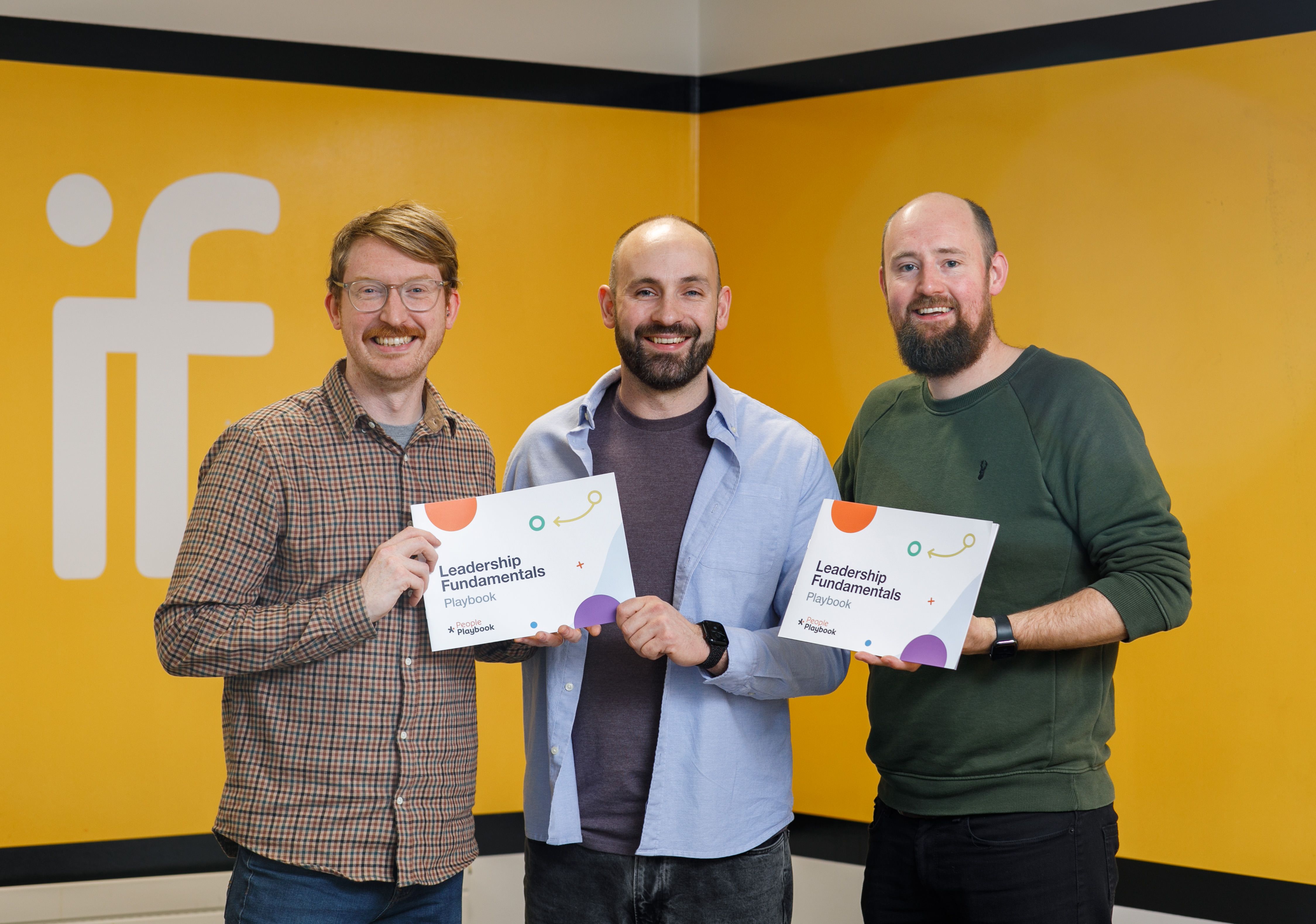 PARTNERSHIP: Innovation Factory Centre Director Neil Allen with People Playbook Managing Director Tony McGaharan and Operations Manager David Stalker