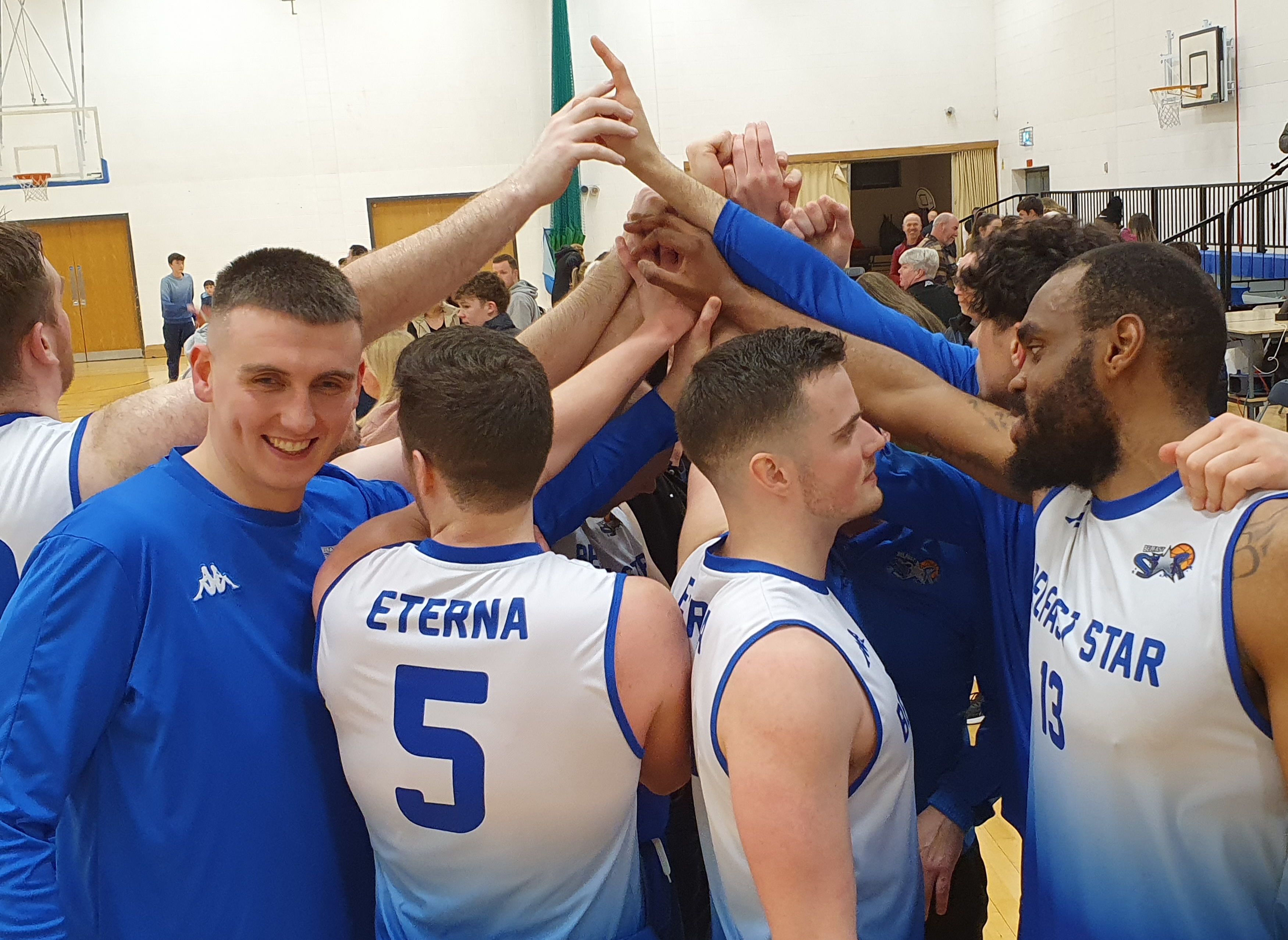 Star players celebrate after their win over Killester