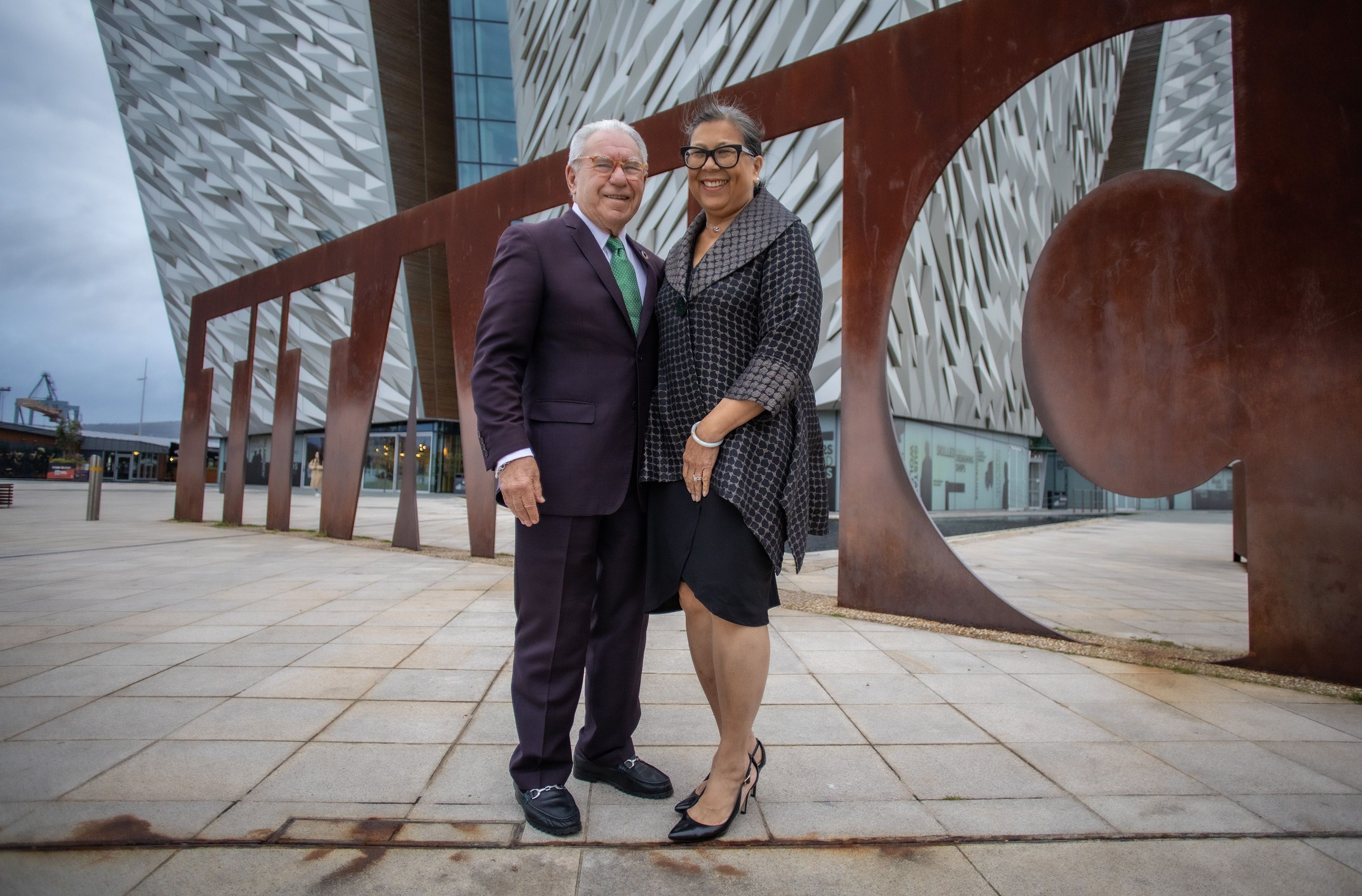 \"BELFAST BOOSTERS\": Betty Yee, outgoing Controller of California and her husband Rabbi Steven Jacobs who were honoured at the Belfast International Homecoming gala in the Titanic Hotel