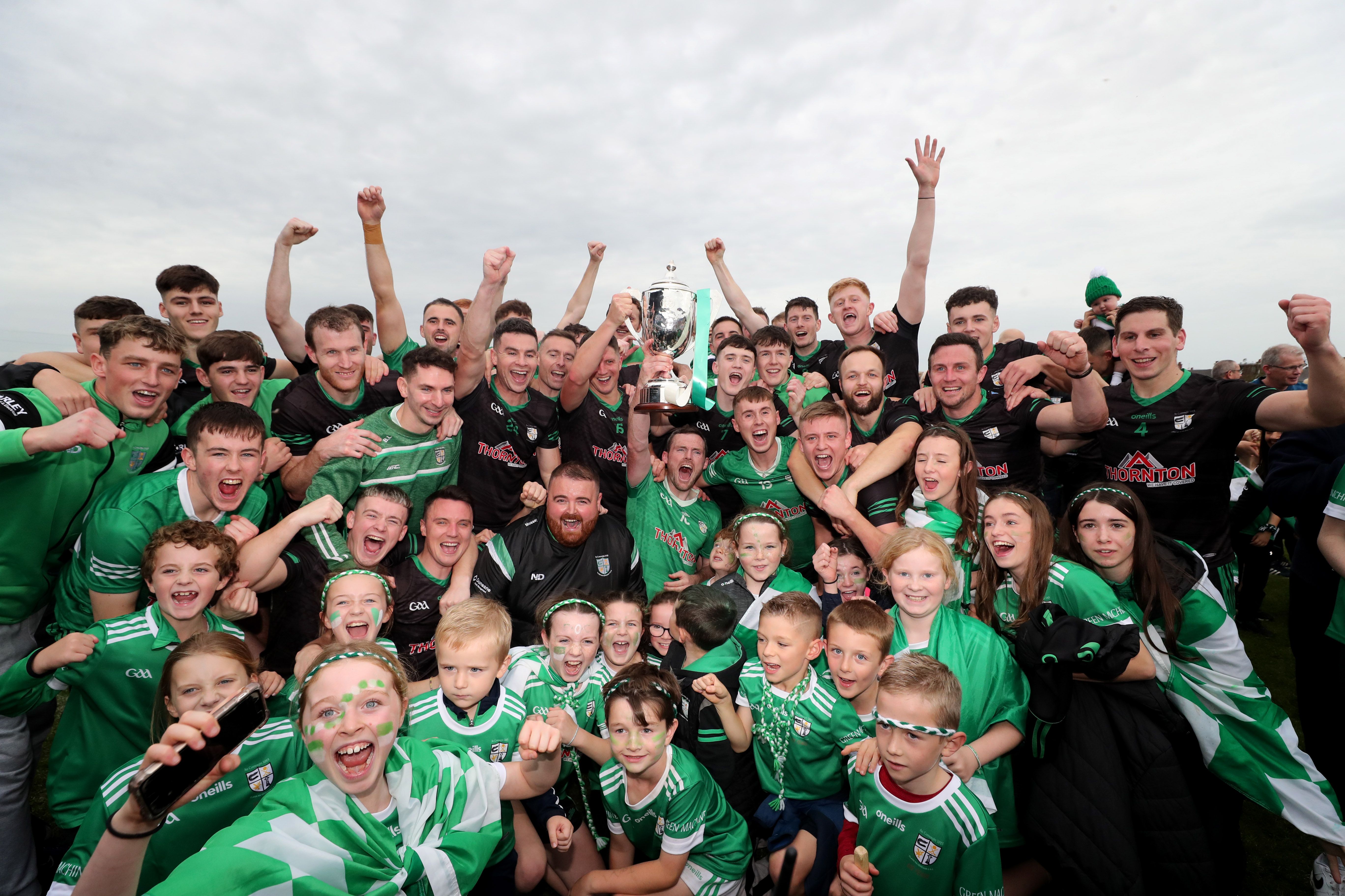 Cargin celebrate their 12th county title after victory over Dunloy at Corrigan Park on Sunday 